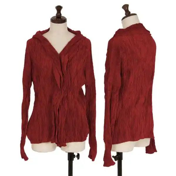 Issey Miyake issey miyake size:2 Red velvet pleated shirt Size XXS / US 00 / IT 34 - 1 Thumbnail