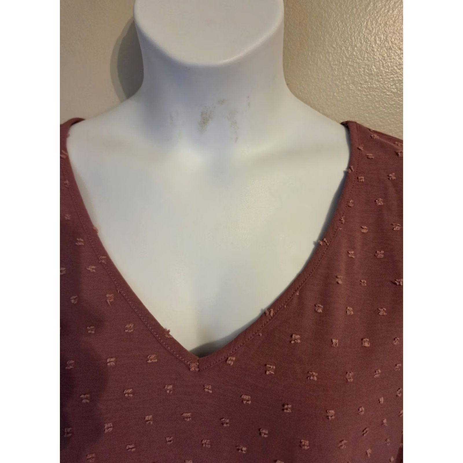 Vintage Bloomchic Mauve Pink Swiss Dot Ruffle Flutter Sleeve Top 26 Plus Women Size 4XL / US 24-26 - 2 Thumbnail