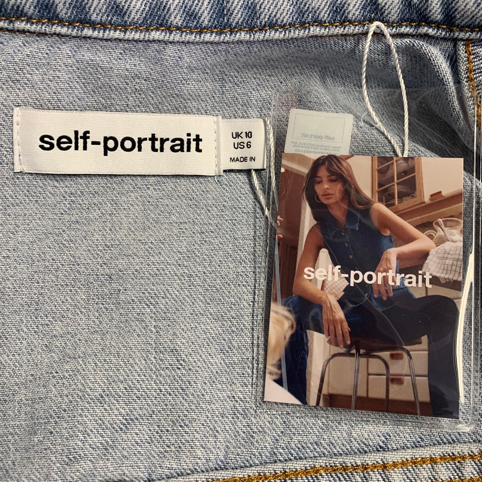 Self-Portrait SELF-PORTRAIT 6 Blue Cotton Rhinestones Cropped Denim Jacket Size M / US 6-8 / IT 42-44 - 5 Thumbnail