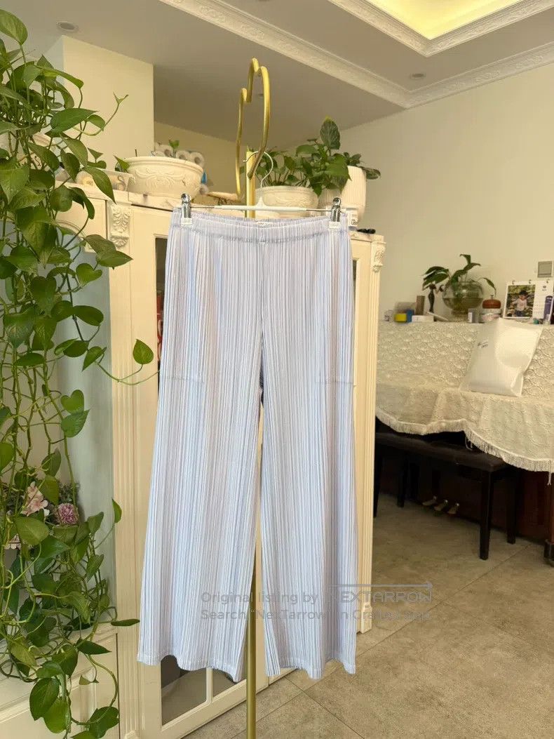 Issey Miyake Issey Miyake Light Blue Straight Wide-leg Trousers Size 25" / US 0 / IT 36 - 1 Thumbnail