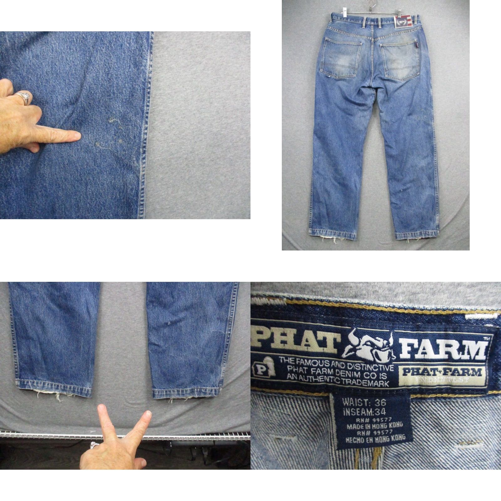 Phat Farm VINTAGE Phat Farm Jeans Mens 36x33 Blue Denim Hip Hop Baggy Loose Y2K Skater Size US 36 / EU 52 - 9 Thumbnail