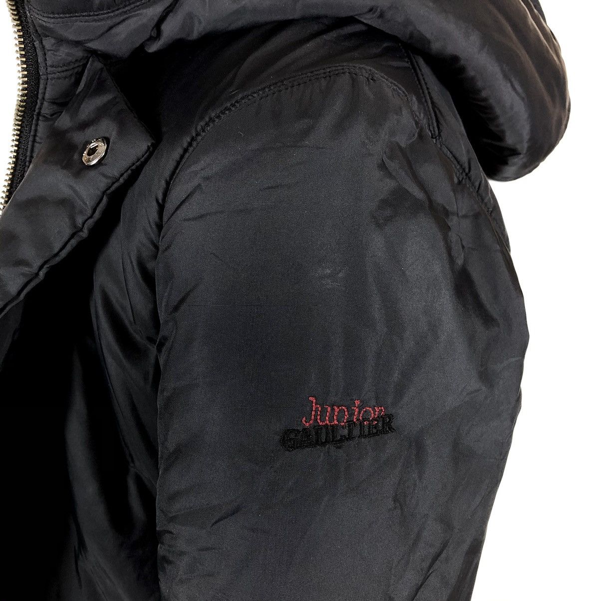 Jean Paul Gaultier Junior GAULTIER Logo Black Polyester Parka Puffy Coat Full-Zip Jacket Size XXS / US 00 / IT 34 - 14 Thumbnail