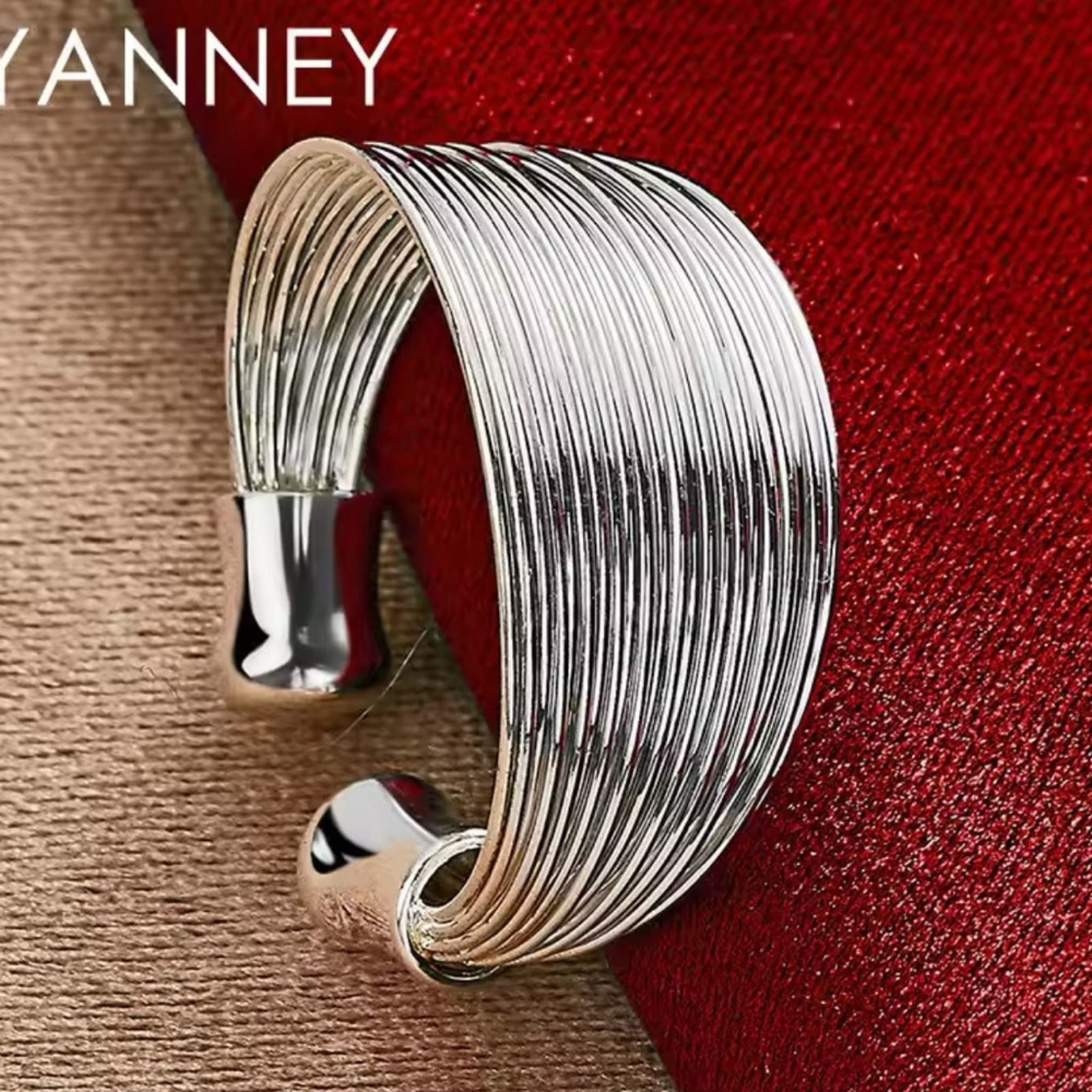 Other Sterling Silver Multi-line Open Wide Bangle Bracelet Size ONE SIZE - 1 Thumbnail