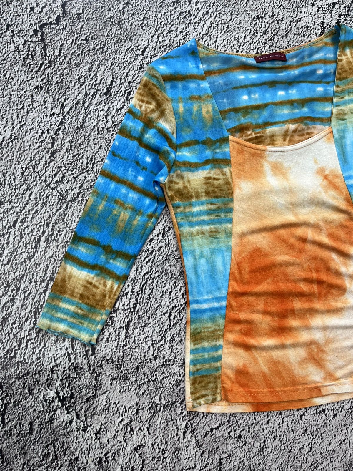 Japanese Brand Vintage 90s abstract mesh sleeve printed 3/4 top size M Size M / US 6-8 / IT 42-44 - 2 Thumbnail