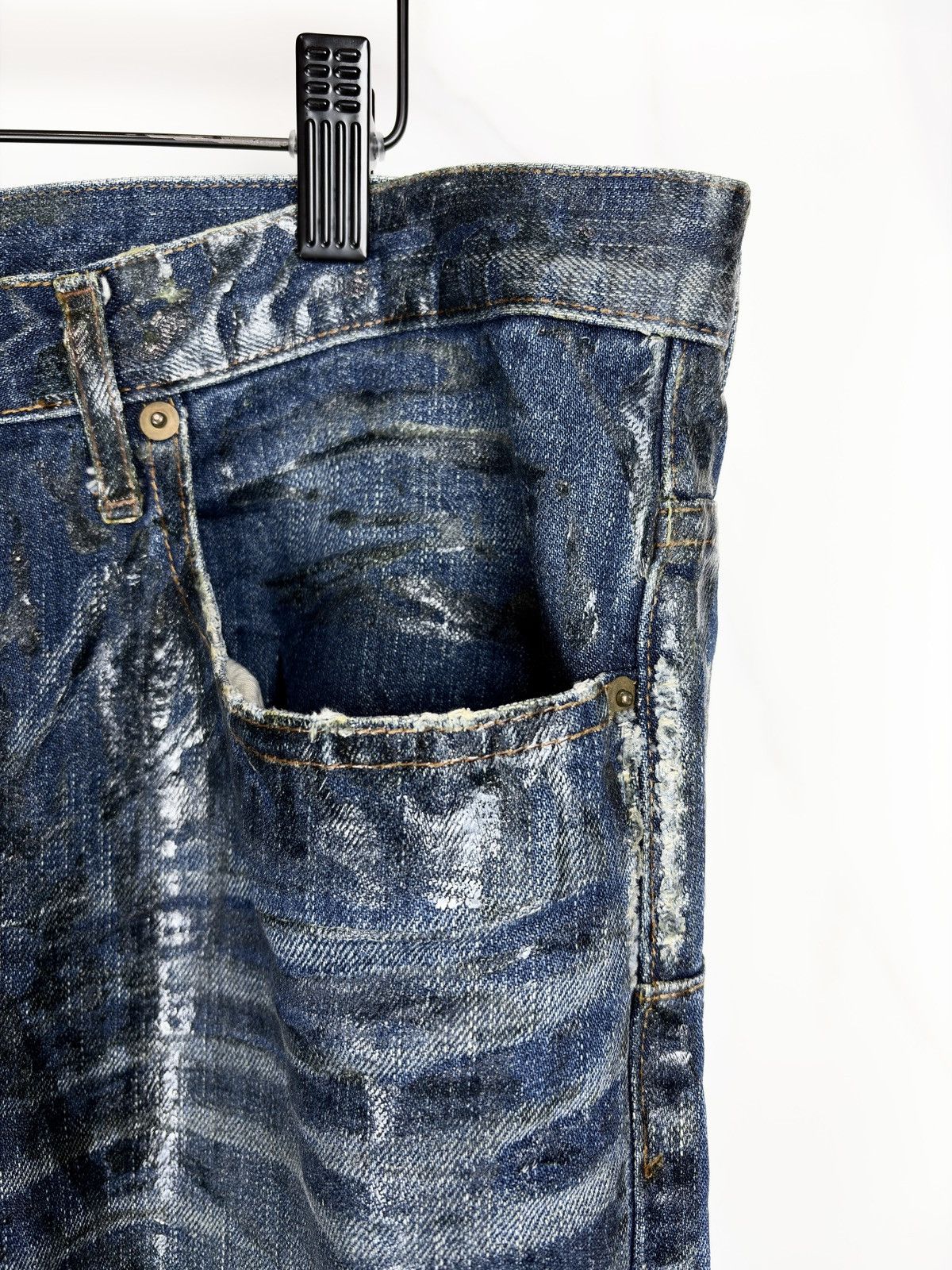 Dior × Hedi Slimane AW03 Dior Homme Luster Waxed Coated Clawmark Denim Jeans Size US 36 / EU 52 - 6 Thumbnail