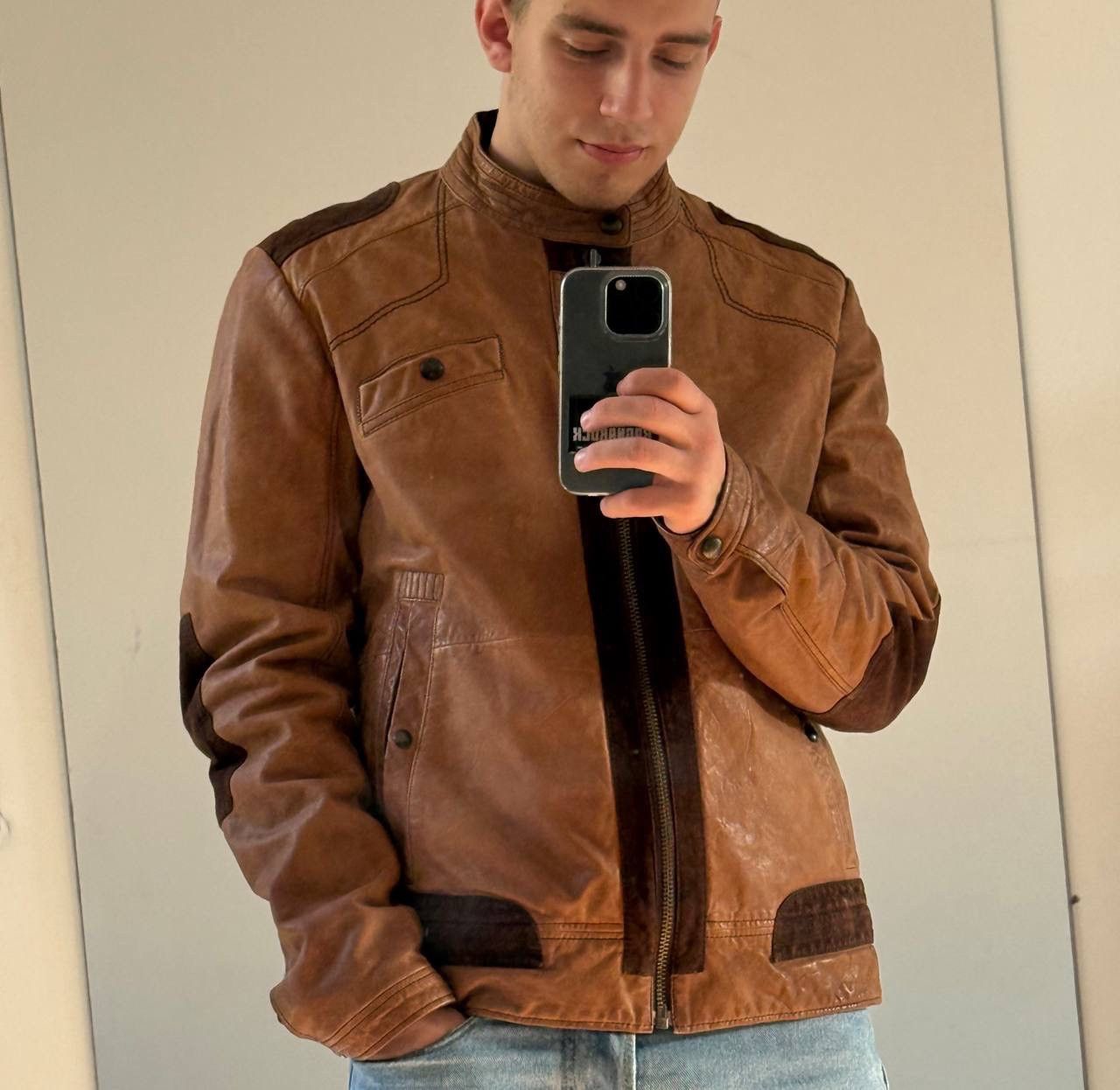 Hugo Boss Hugo Boss Orange Vintage leather jacket Size US L / EU 52-54 / 3 - 4 Thumbnail