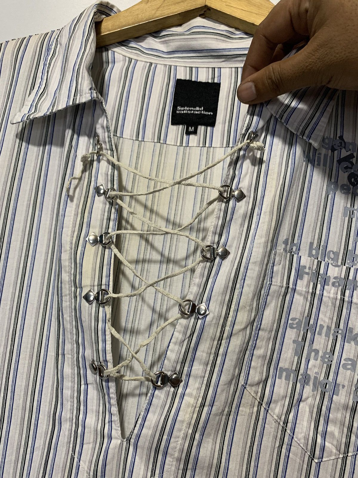 If Six Was Nine Y2k splendid laces up stripe poem shirt ifisxwasnine style Size US M / EU 48-50 / 2 - 4 Thumbnail