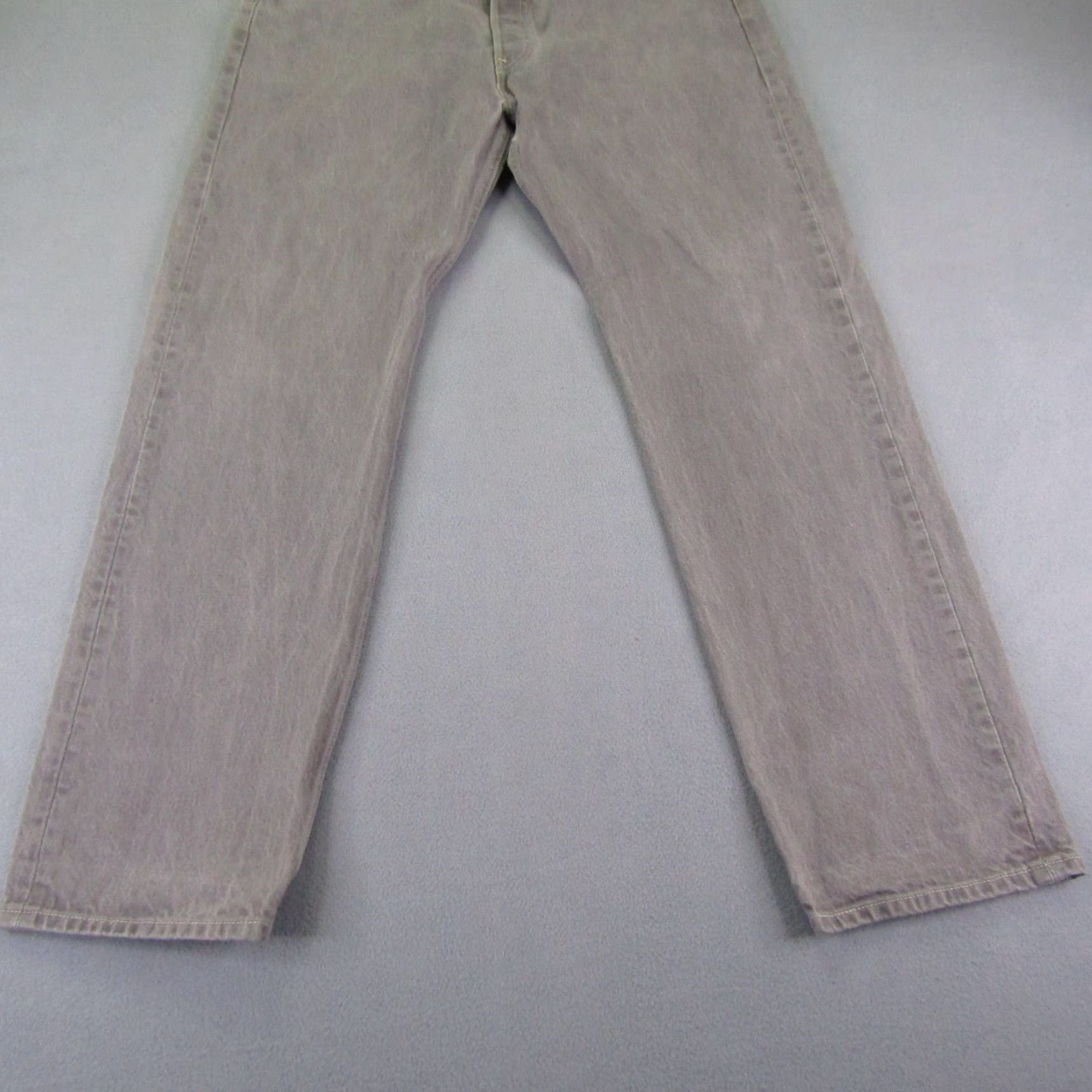 Levi's VINTAGE Levi's Jeans Mens 501 Button Fly Straight Denim Beige 38x34 Regular 32in Inseam Mens Size US 35 - 3 Thumbnail