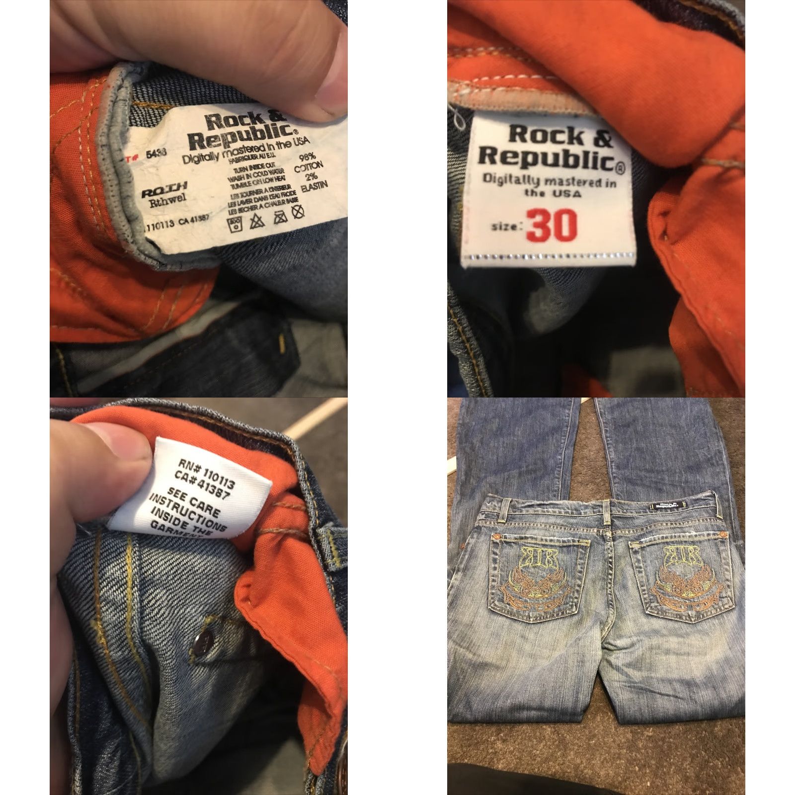 Vintage VINTAGE Rock & Republic Jeans Flared Leg Low Rise 30 Medium Wash Women Boys/Girls? Size 30" / US 8 / IT 44 - 8 Thumbnail