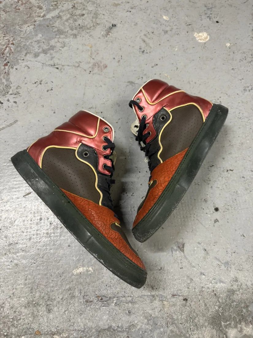 Balenciaga × Designer × Vintage Balenciaga Brown & Orange Leather High Sneakers Size US 7.5 / EU 40-41 - 3 Thumbnail