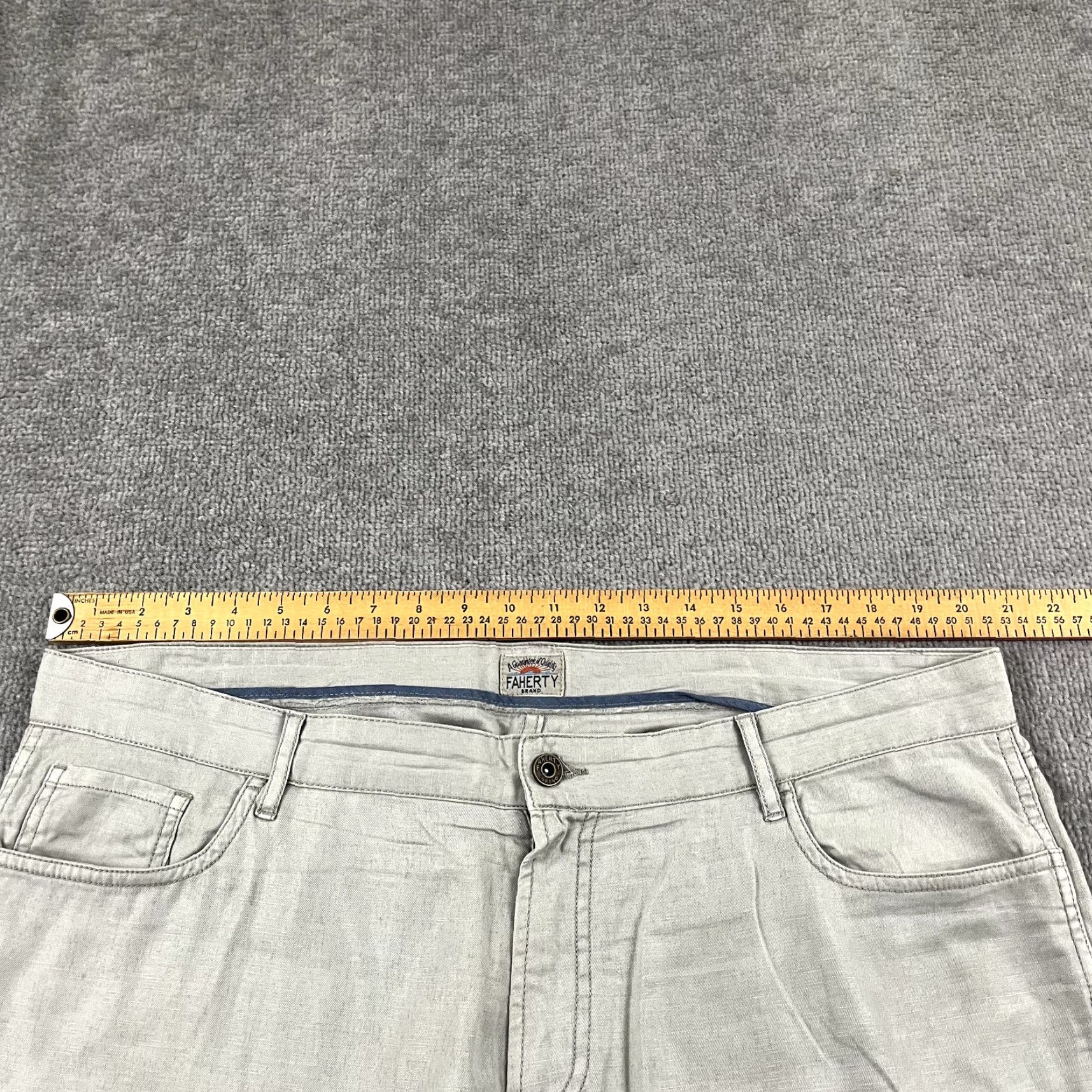 Faherty FAHERTY Pants Mens 40 x 32 Straight Gray Chino Golf Travel Linen Blend 5-Pocket Size US 40 / EU 56 - 5 Thumbnail