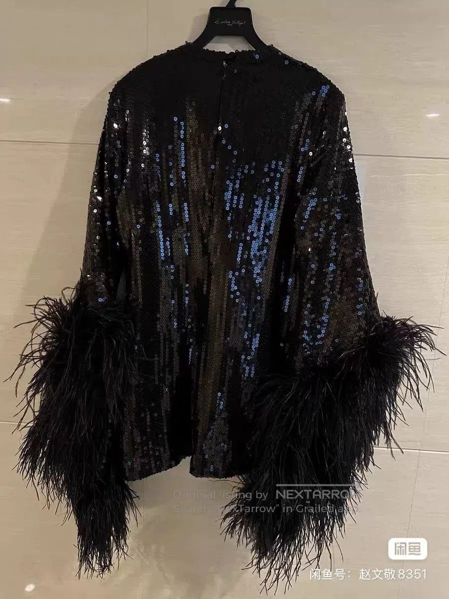 Other Taller Marmo Sequin Feather Mini Dress. Size L / US 10 / IT 46 - 2 Thumbnail