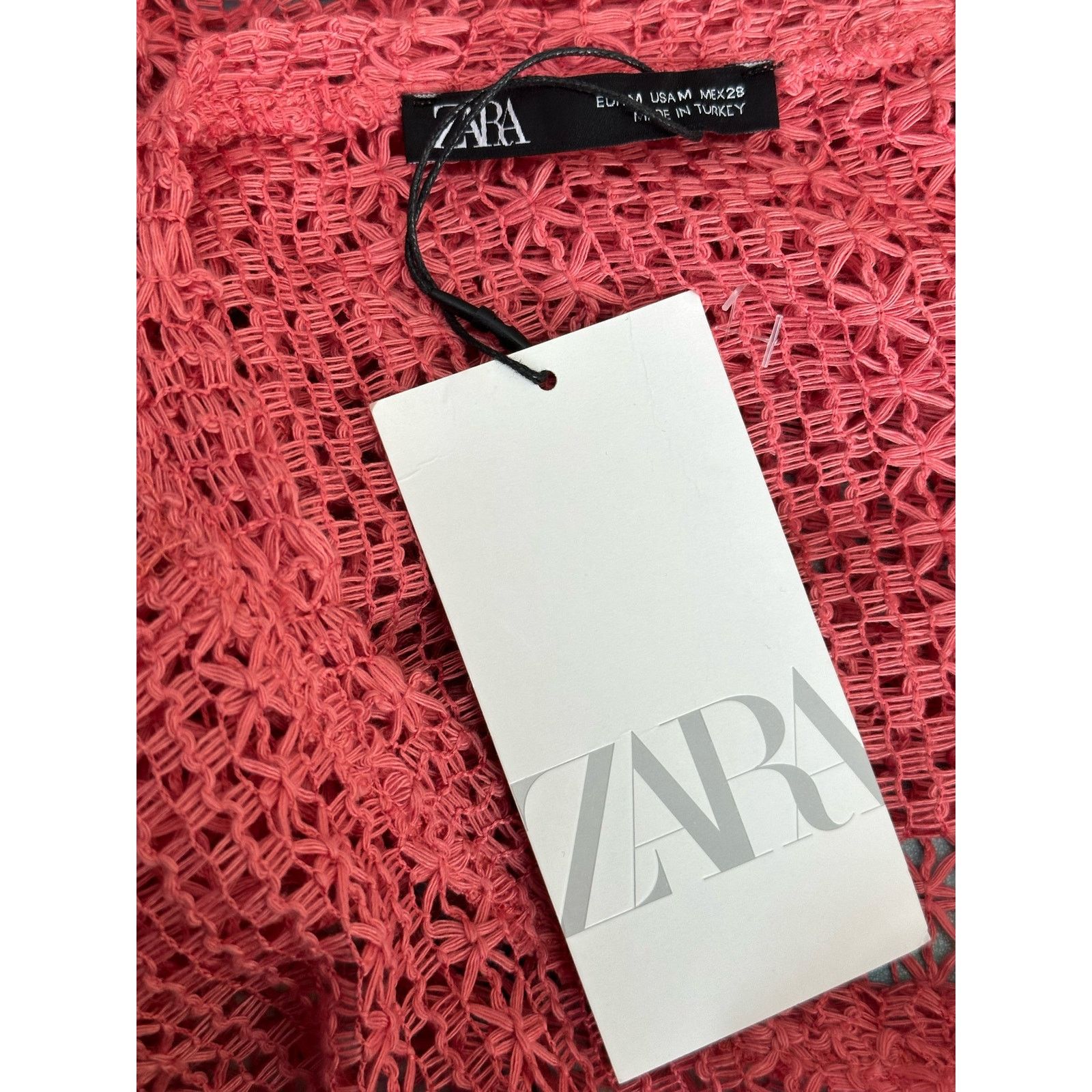 Zara Zara melon pink open crochet short sleeves top size Medium Size M / US 6-8 / IT 42-44 - 3 Thumbnail