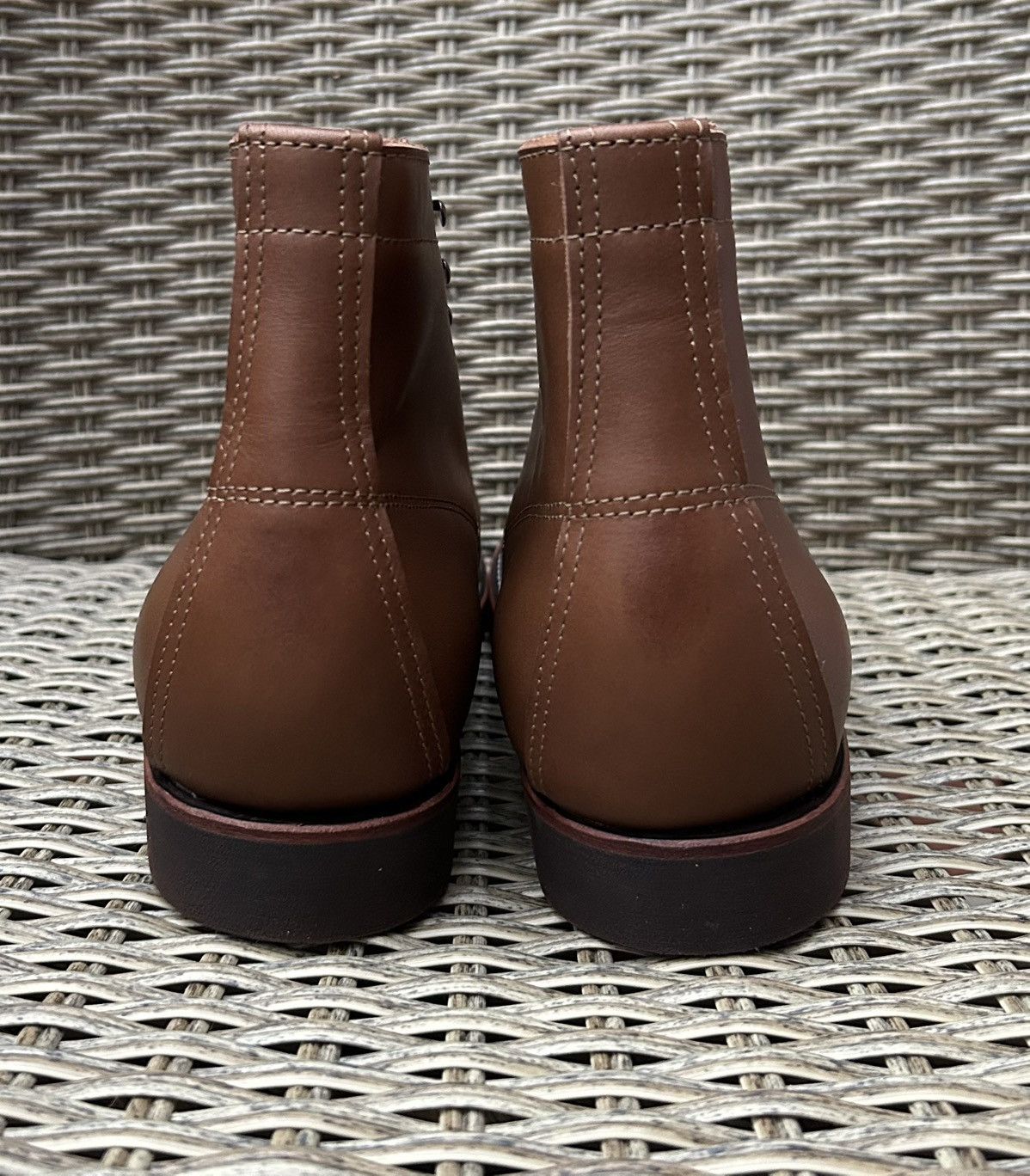 Vintage 1930s Leather Sport Boot Outing Shoes In Cigar Brown Moc-Toe Size US 12 / EU 45 - 4 Thumbnail