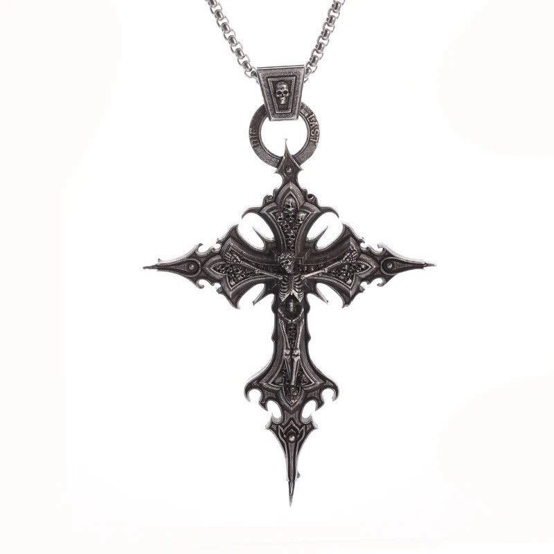 Other Gothic Jesus Skull Cross Pendant Necklace Size ONE SIZE - 2 Thumbnail