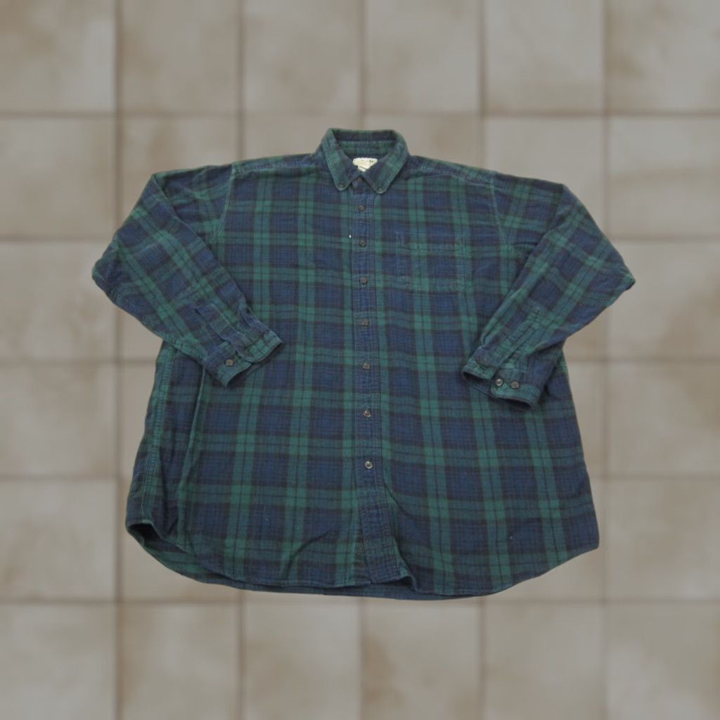 Vintage VINTAGE L.L.Bean Shirt Mens XLT Blue Black Watch Plaid Tartan Button-Up 100% Cotton Flannel Long Sleeve Collared Size US XL / EU 56 / 4 - 1 Thumbnail