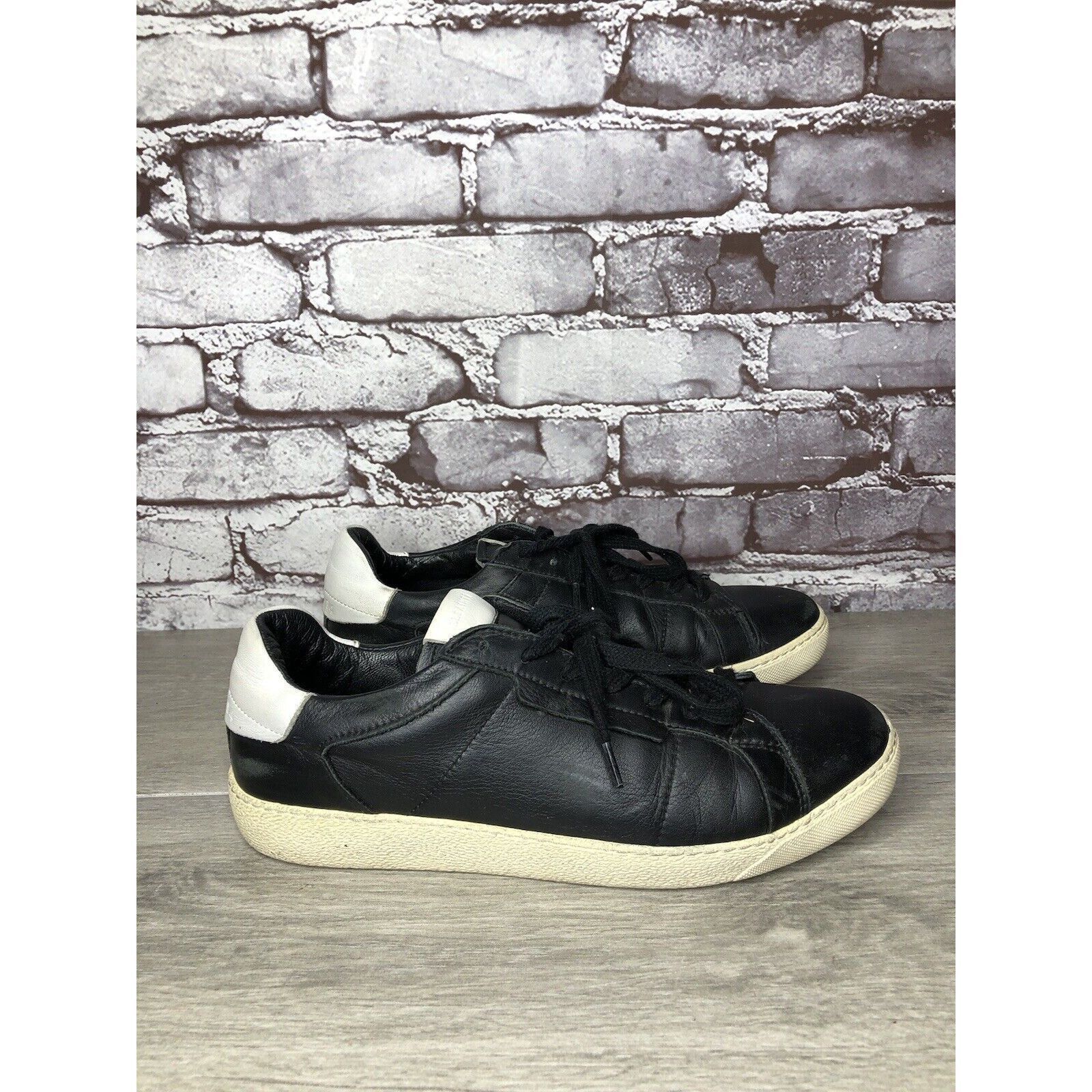 Allsaints AllSaints Sheer Black White Leather Low Casual Sneakers Wome Size US 9 / IT 39 - 1 Thumbnail
