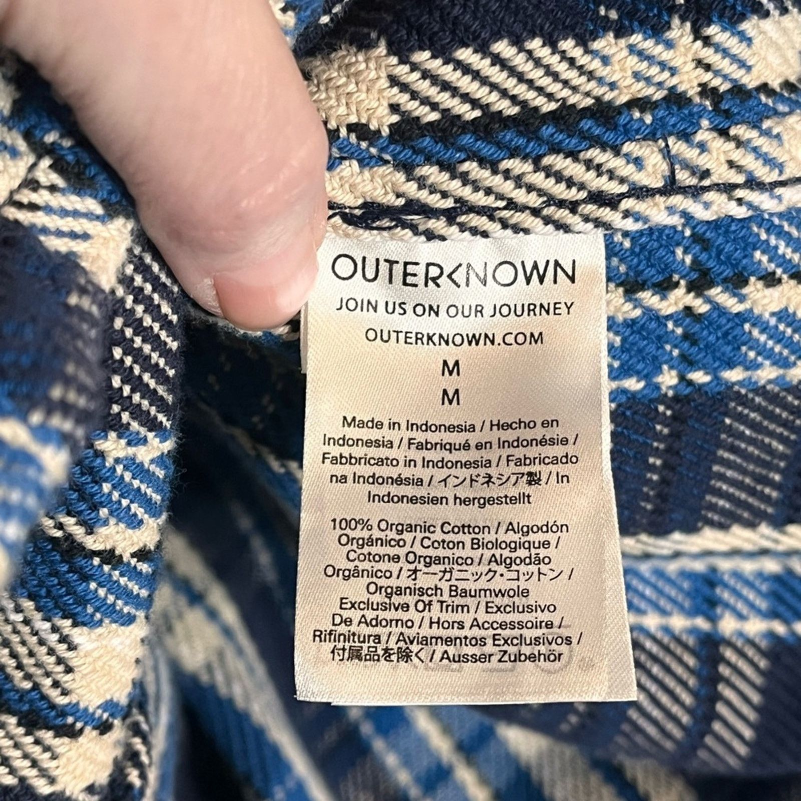 Outerknown OUTERKNOWN Blue & White Plaid Blanket Men's Shirt Size US M / EU 48-50 / 2 - 4 Thumbnail