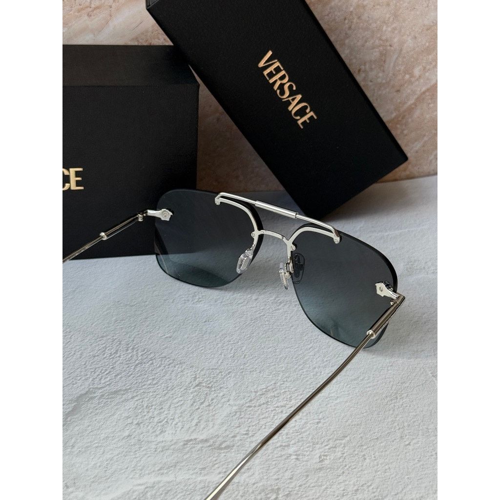 Versace NEW Versace VE2296 Aviator Sunglasses in Silver Grey Size ONE SIZE - 6 Thumbnail