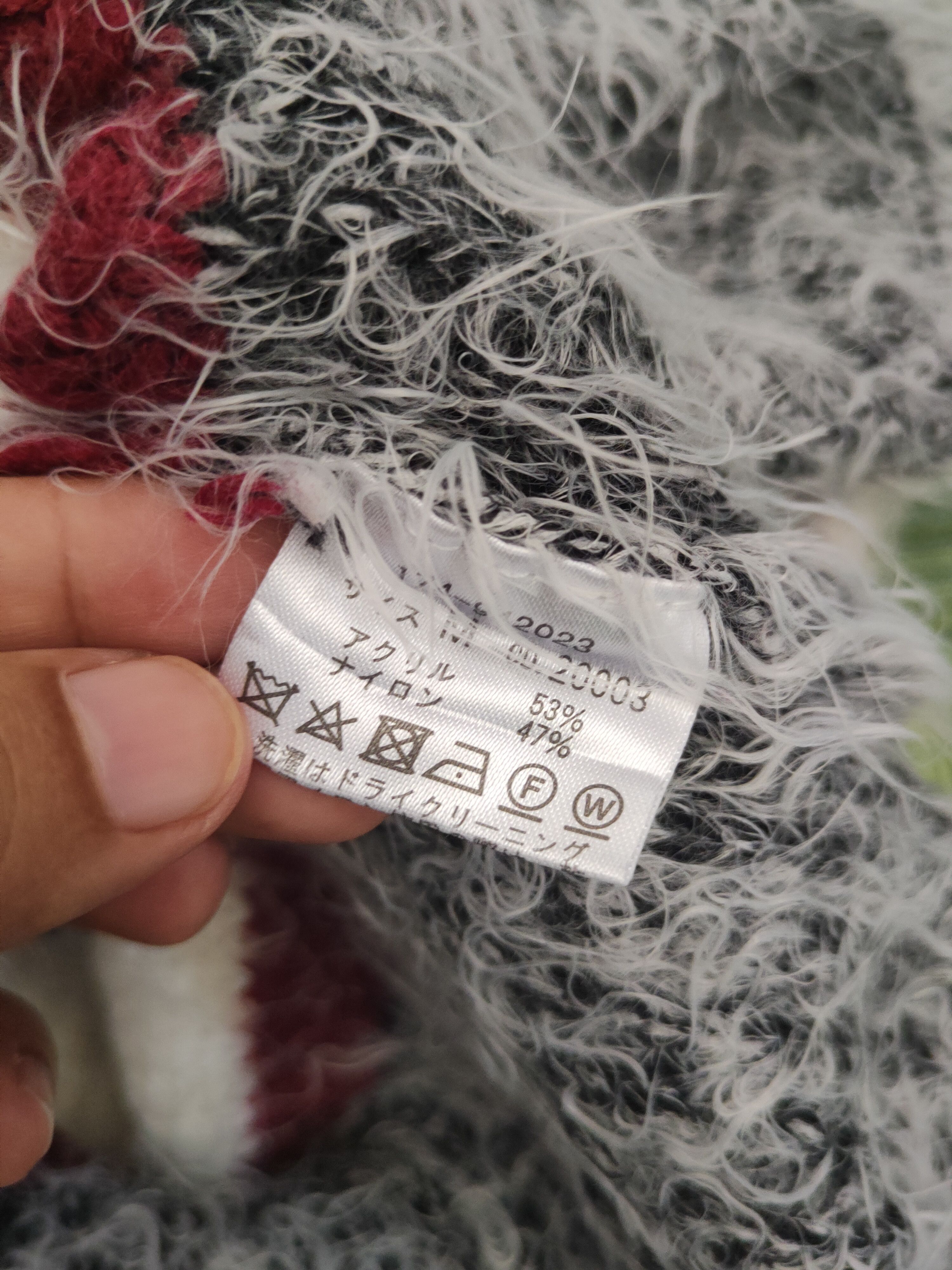 Japanese Brand DL Ingni White Maroon Fur Mohair Knitwear #46-557 Size S / US 4 / IT 40 - 11 Thumbnail