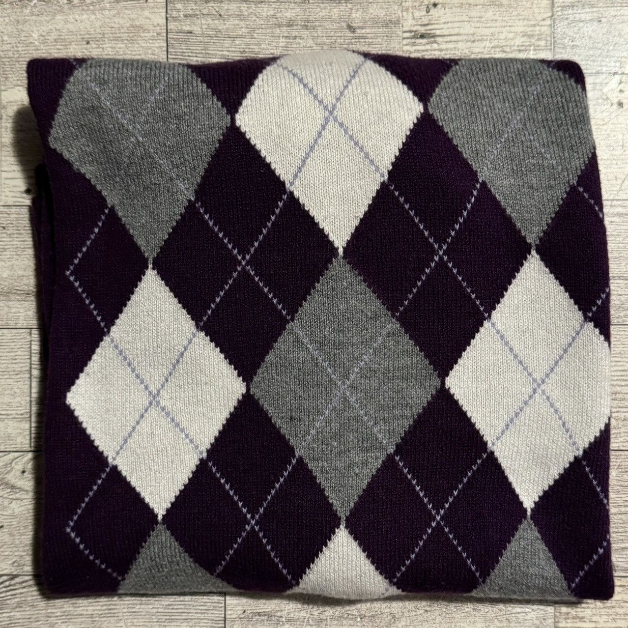 Merona Retro, Eggplant Purple, Argyle Patterned, Rayon Knit Sweater Size ONE SIZE - 13 Thumbnail