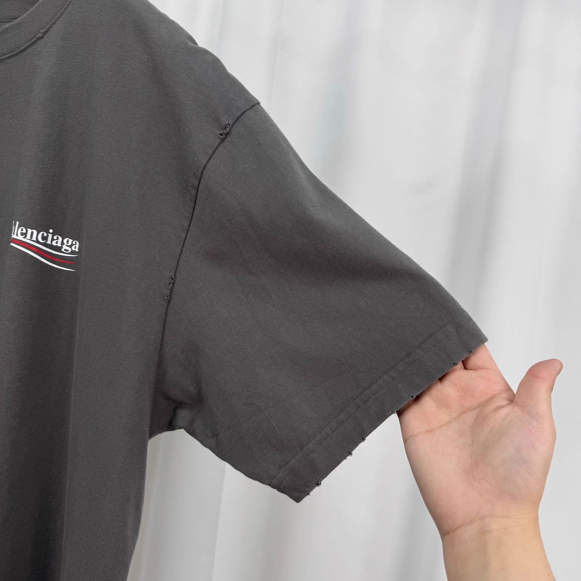 Balenciaga Balenciaga Distressed Cola Smoke Gray Tee Size S 99 New Size US S / EU 44-46 / 1 - 4 Thumbnail