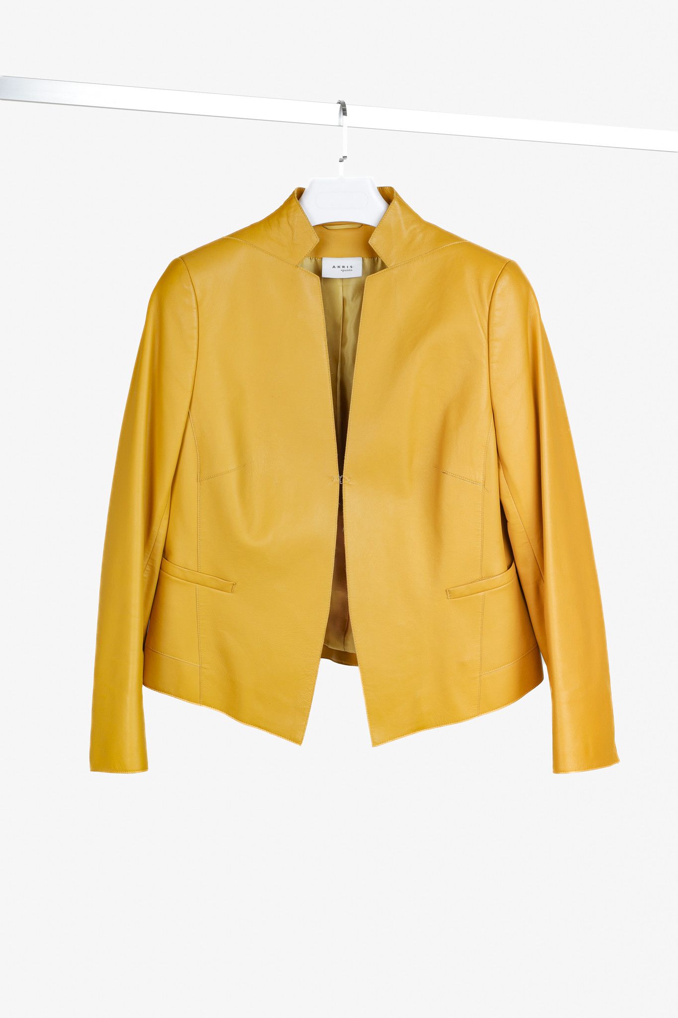 Akris Akris Yellow Lambskin Leather Blazer Jacket Size L / US 10 / IT 46 - 1 Thumbnail