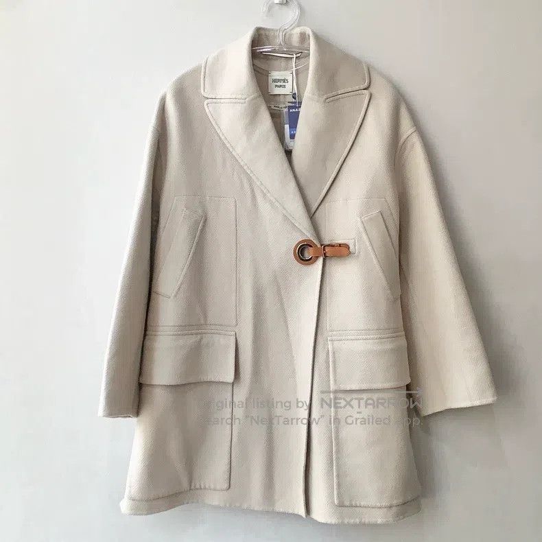 HERMES vintage Wool Gabardine Coat HERMES vintage Wool Gabardine