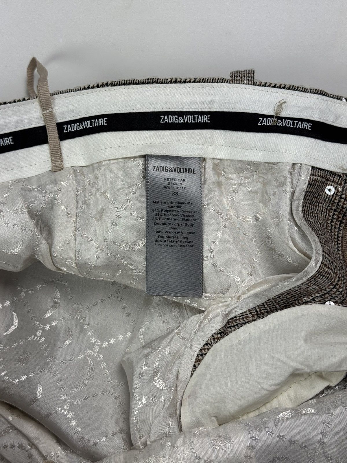 Zadig & Voltaire New! Zadig&Voltaire Peter Car Sequin Beige Women’s Pants Size 26" / US 2 / IT 38 - 14 Thumbnail
