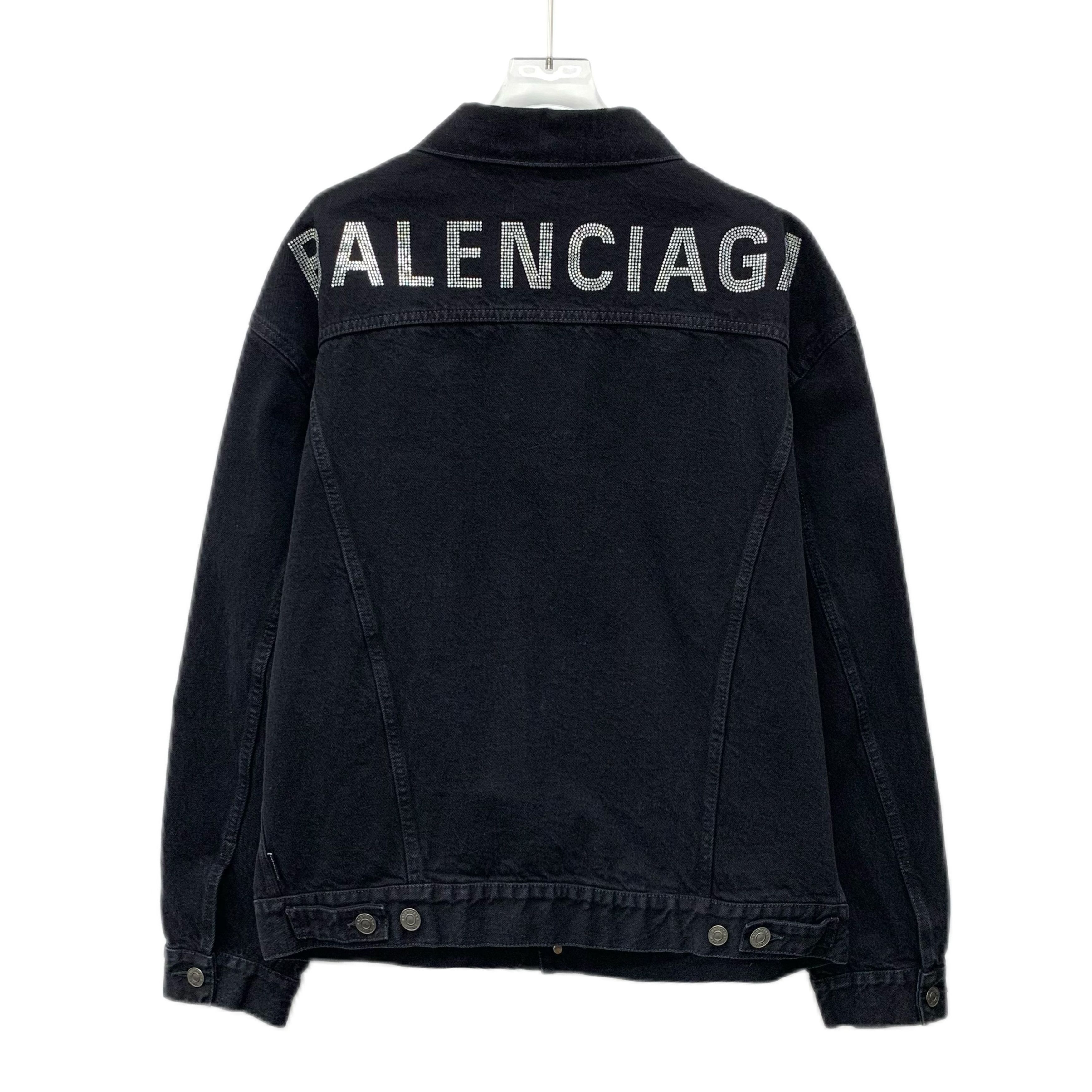 Balenciaga Balenciaga Black Beaded Logo Denim Jacket (Size XS) Size XS / US 0-2 / IT 36-38 - 10 Thumbnail