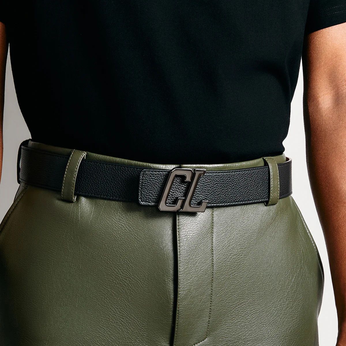 Christian Louboutin oc11z0525 Happy Rui Cl Logo Leather Men Belt Size ONE SIZE - 2 Thumbnail