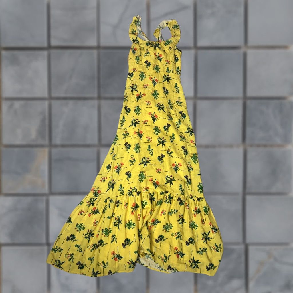 Vintage VINTAGE? (No) - ModCloth Dress Womens Medium Yellow Floral Botanical Maxi Sundress Summer Beach Size M / US 6-8 / IT 42-44 - 1 Thumbnail