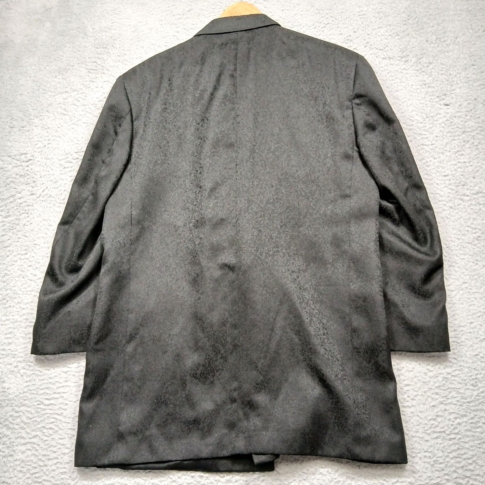 Vintage VINTAGE San Carlo Italia Blazer Mens 48L Black Jacquard 3-Button Sport Coat Made in USA Size 48R - 3 Thumbnail