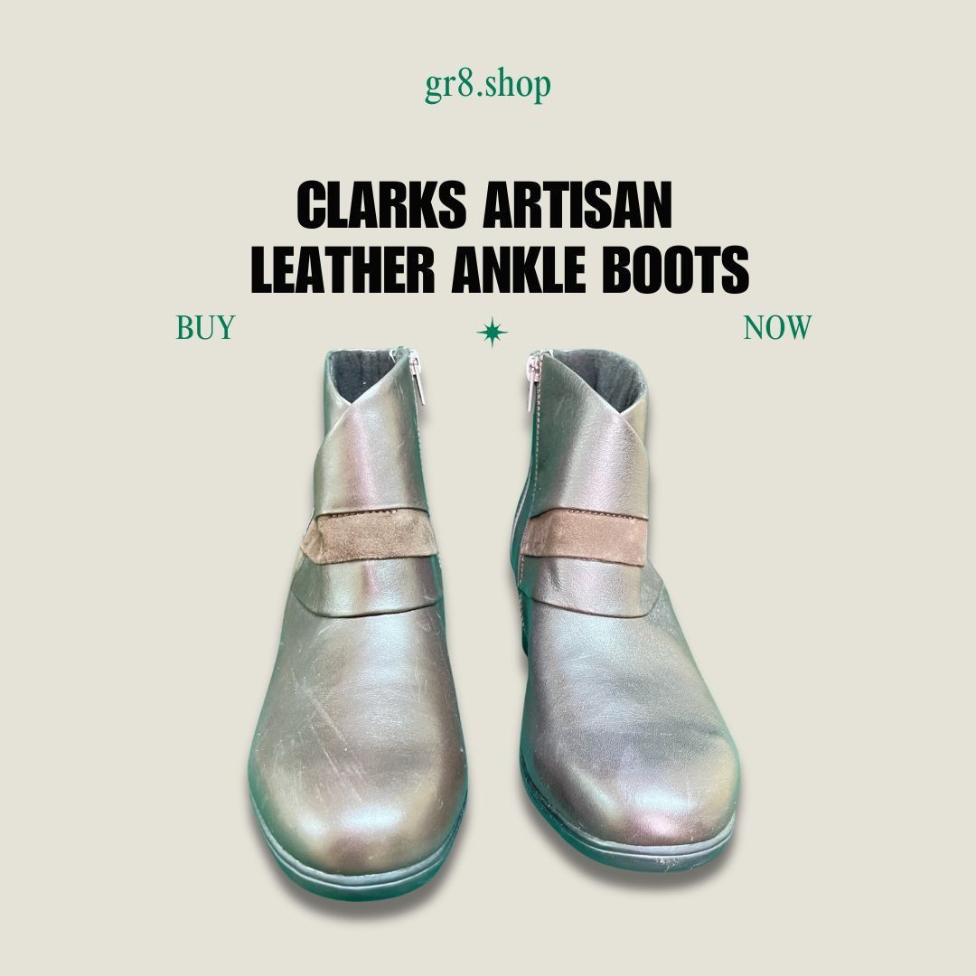 Clarks Clarks Artisan Metallic Leather Ankle Boots Block Heel Side Size US 8.5 / IT 38.5 - 1 Thumbnail