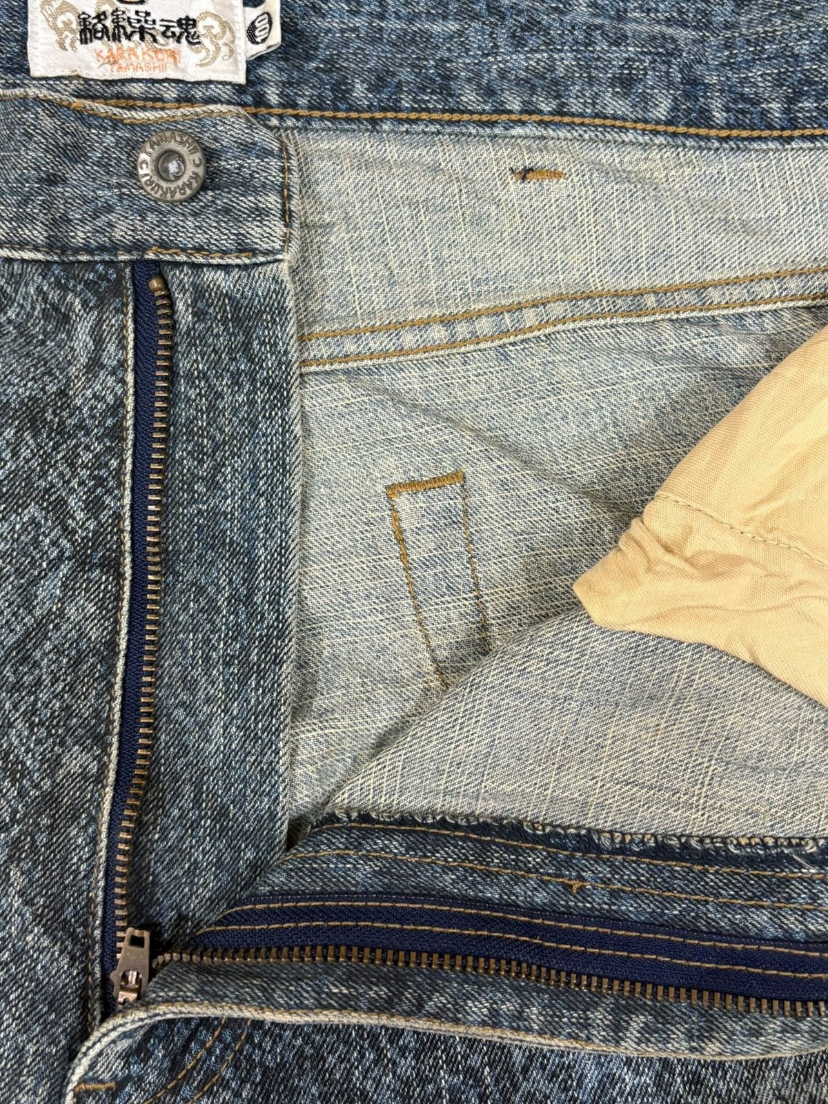 Japanese Brand Vintage Karakuri Tamashi Sugoi Snake Skin Baggy Jeans Size US 40 / EU 56 - 9 Thumbnail
