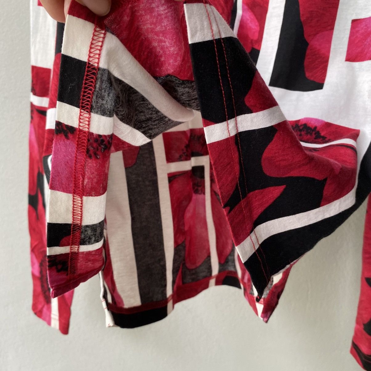 Lanvin LANVIN Red Floral Block Print Blouse with Button Neck Size XS / US 0-2 / IT 36-38 - 16 Thumbnail