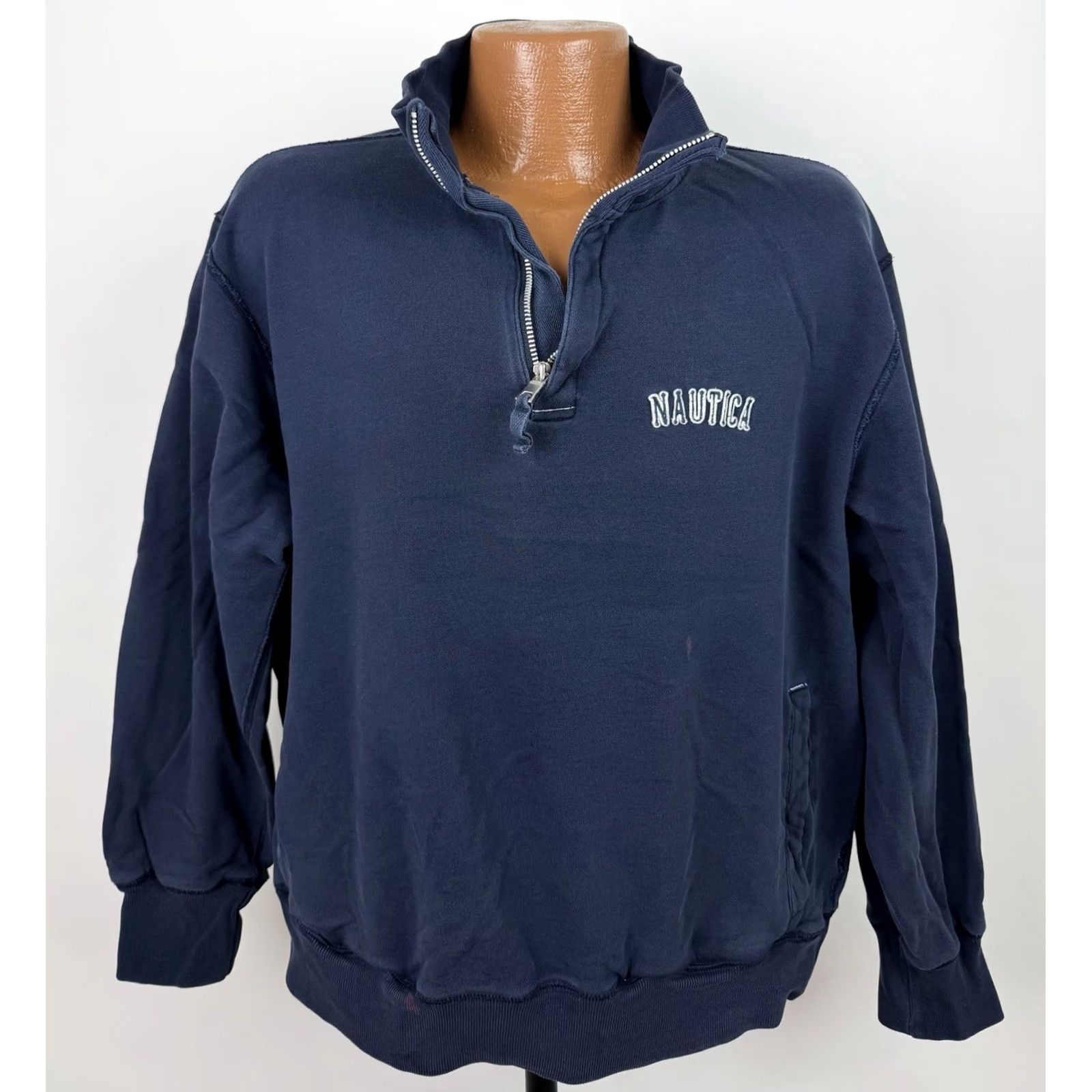 Nautica VINTAGE Nautica Sweatshirt Mens M Navy 1/4 Zip Pockets Knit Pullover Blue Casual Nautical Mens Size US M / EU 48-50 / 2 - 2 Thumbnail