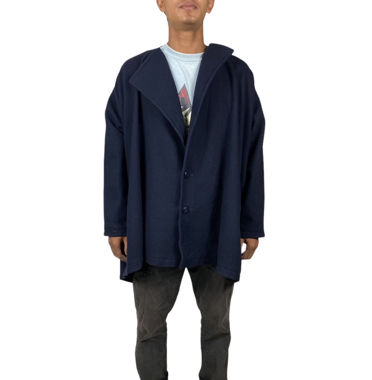 Japanese Brand × Y's × Yohji Yamamoto RUN AWAY Y's Yohji Yamamoto melton wool flare oversized coat Size US M / EU 48-50 / 2 - 2 Thumbnail