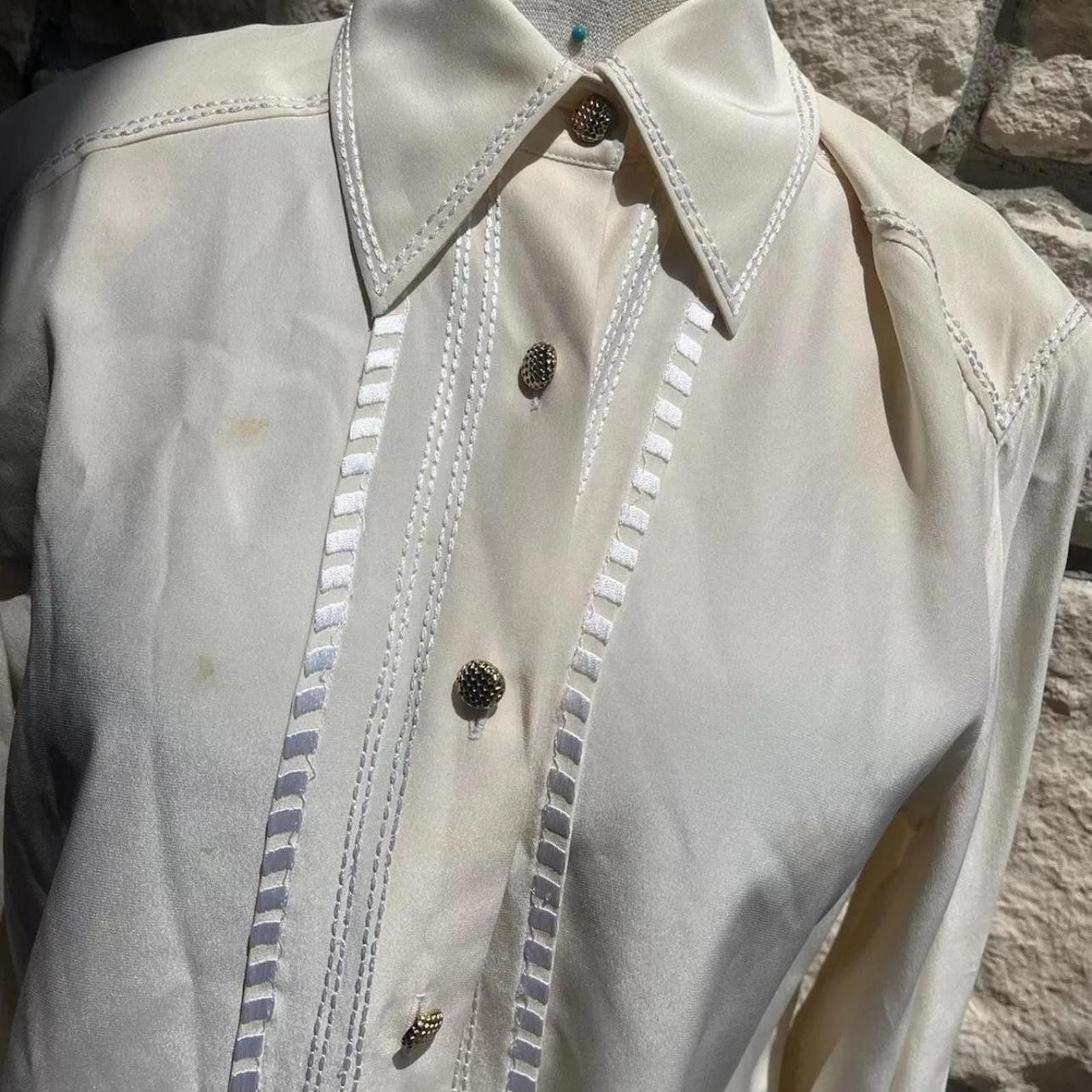 Other Cream vintage 60s button up blouse blouse Size S / US 4 / IT 40 - 2 Thumbnail