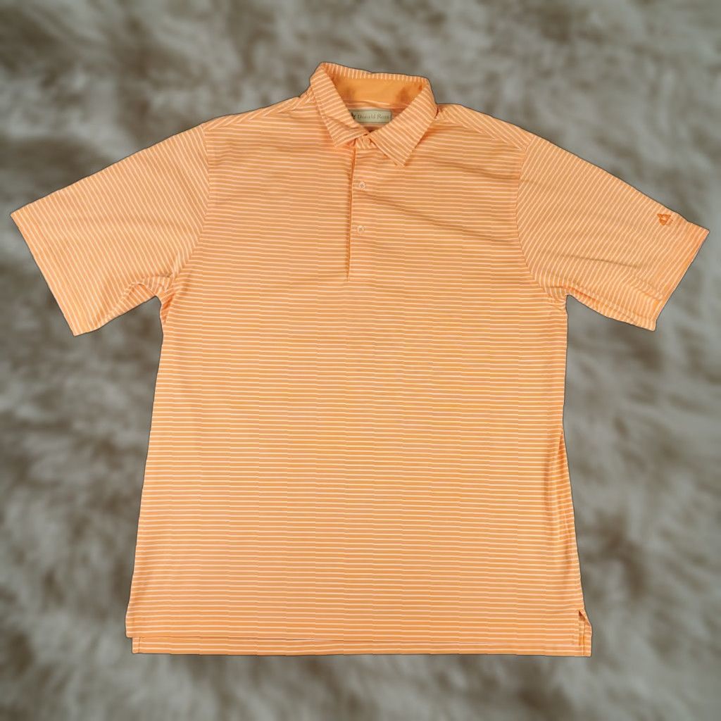 Vintage Donald Ross Polo Shirt Mens Large Orange Striped Golf Casual Short Sleeve Size US L / EU 52-54 / 3 - 1 Thumbnail