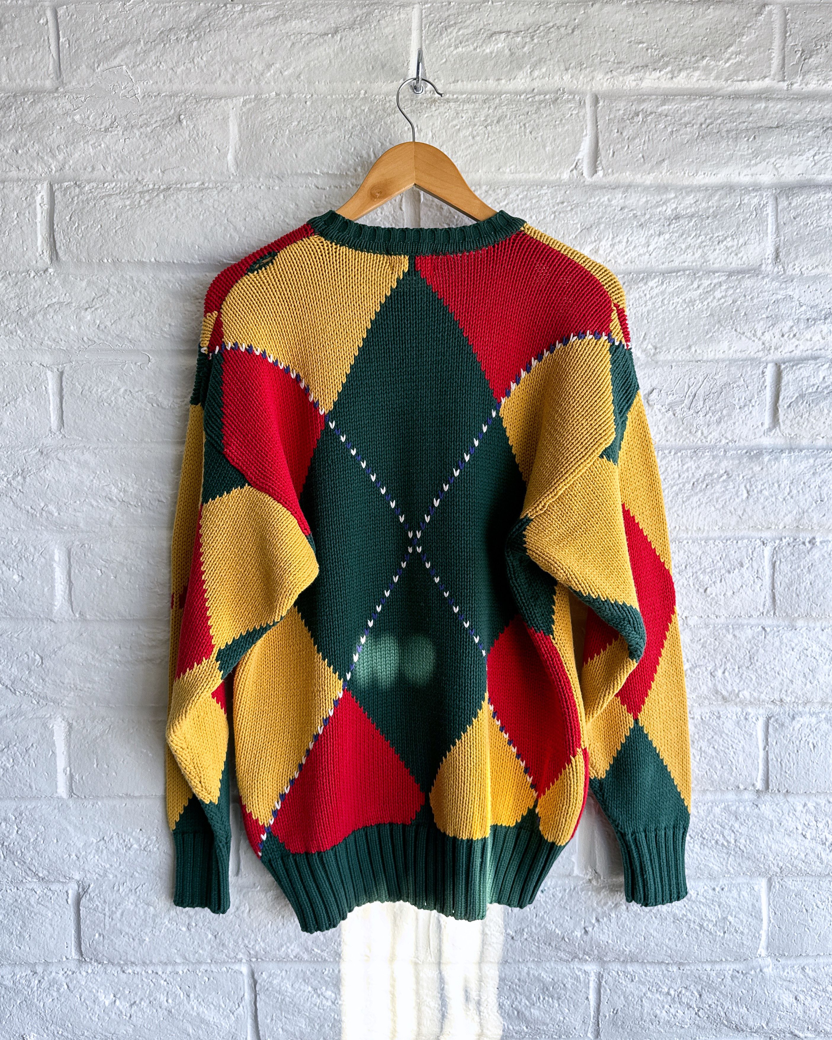 Vintage Vintage 90s Kenneth Gordon Argyle Grandpa Knit Sweater Large Size US L / EU 52-54 / 3 - 3 Thumbnail