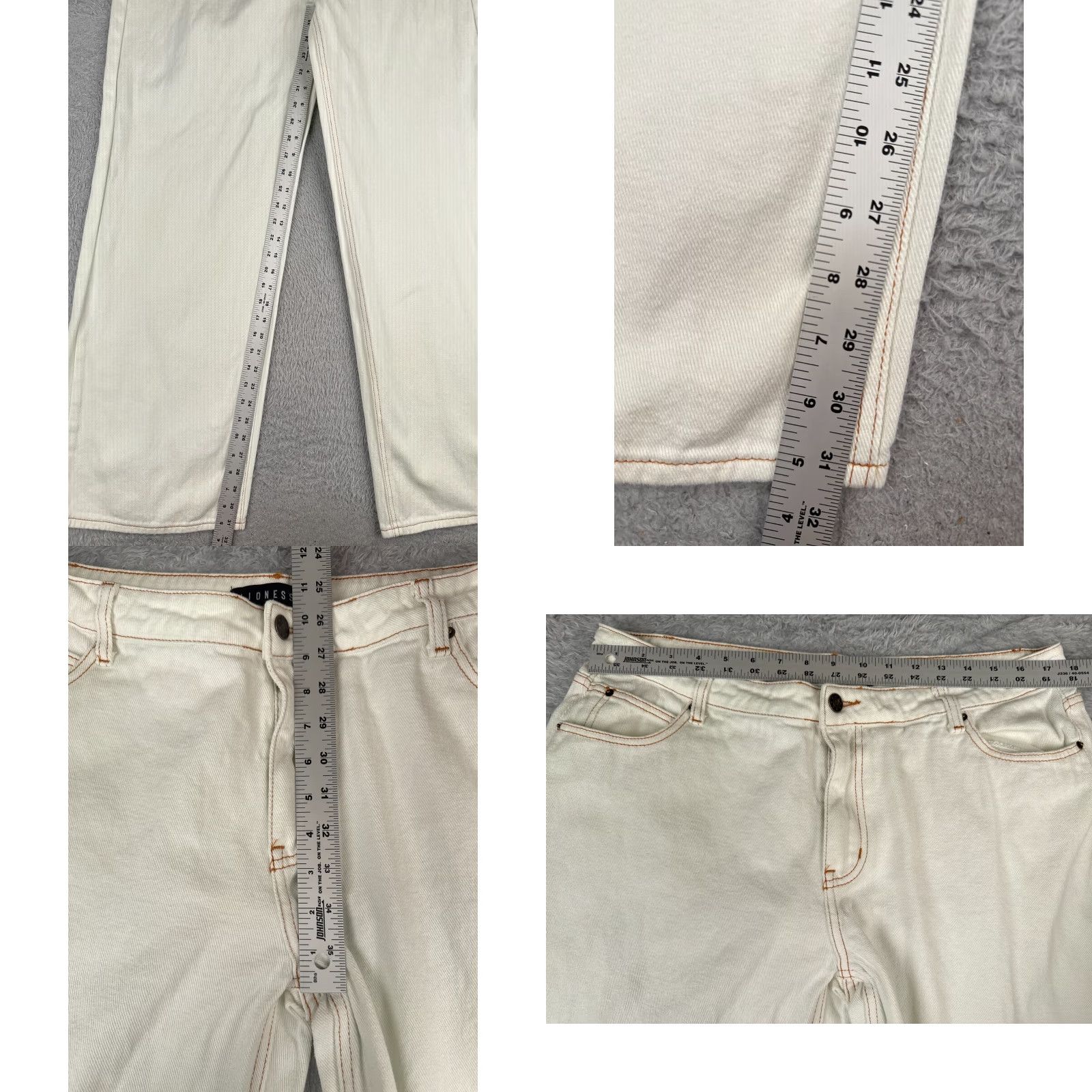 Lioness Lioness Jeans Womens 2XL White Wide-Leg 100% Cotton Mid Rise Zip Fly 36x32 Denim Distressed Logo Embroidered 5-Pocket Regular Mens Womens Size 40" / US 18 - 8 Thumbnail