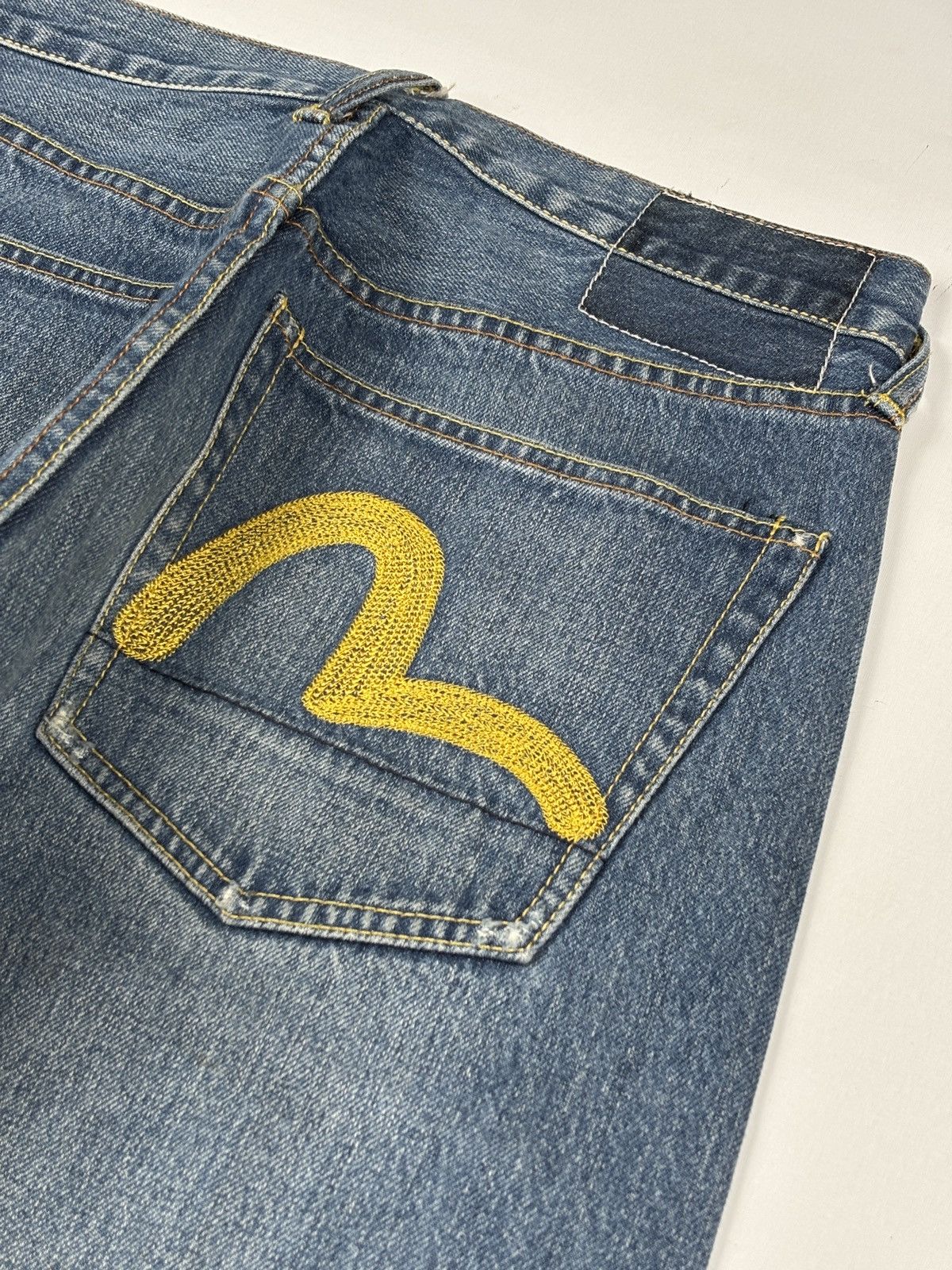 Evisu Embroidered Yellow Seagulls Selvedge Jeans Size US 29 - 4 Thumbnail