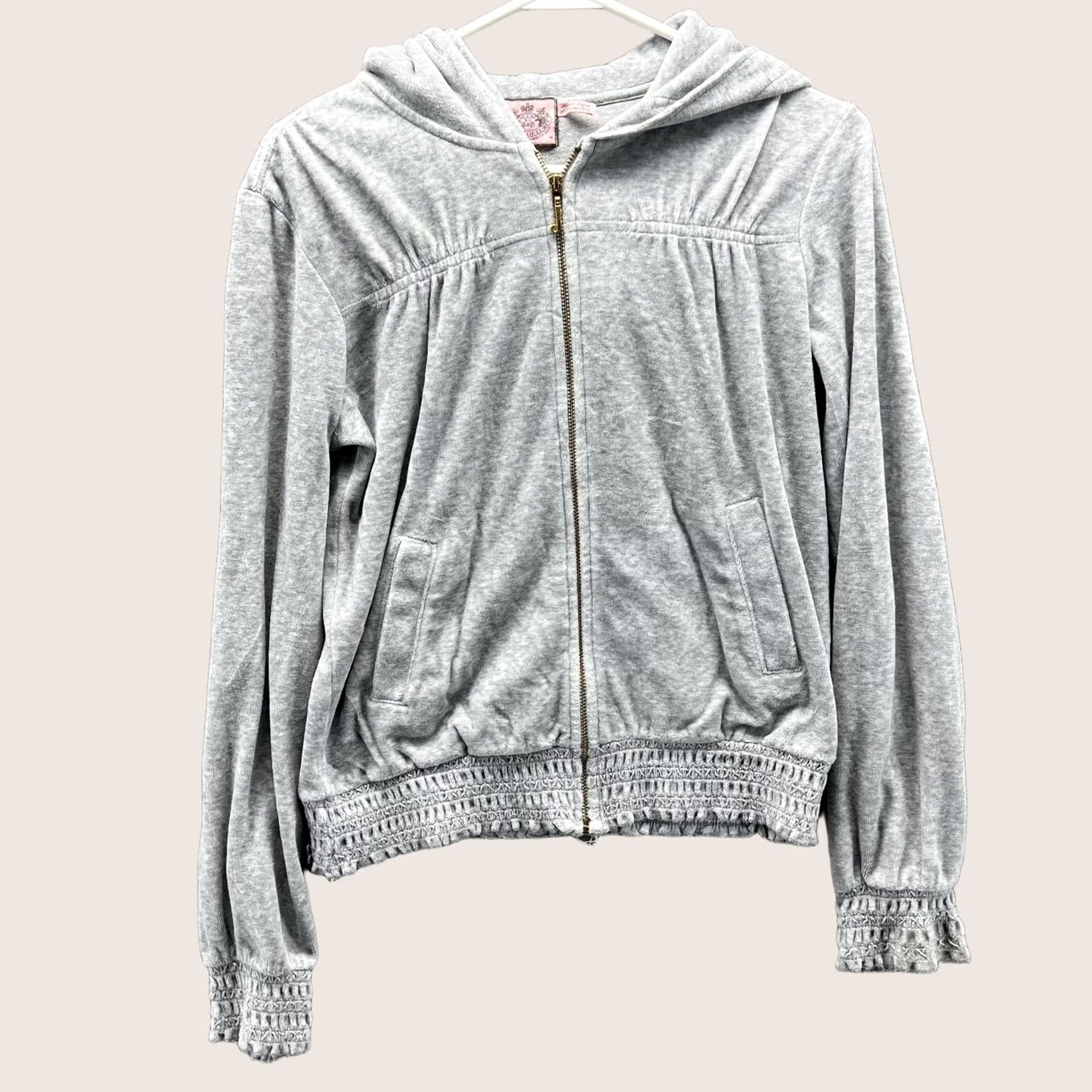 Juicy Couture Juicy Couture Hoodie Womens Medium Gray Ruffle Trim Full Zip Sweatshirt Size M / US 6-8 / IT 42-44 - 1 Thumbnail