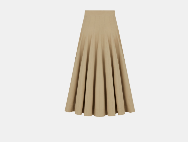 Dior o1w1db10525 341J34 Mid-Length Flared Skirt in Beige Size 25" / US 0 / IT 36 - 2 Thumbnail