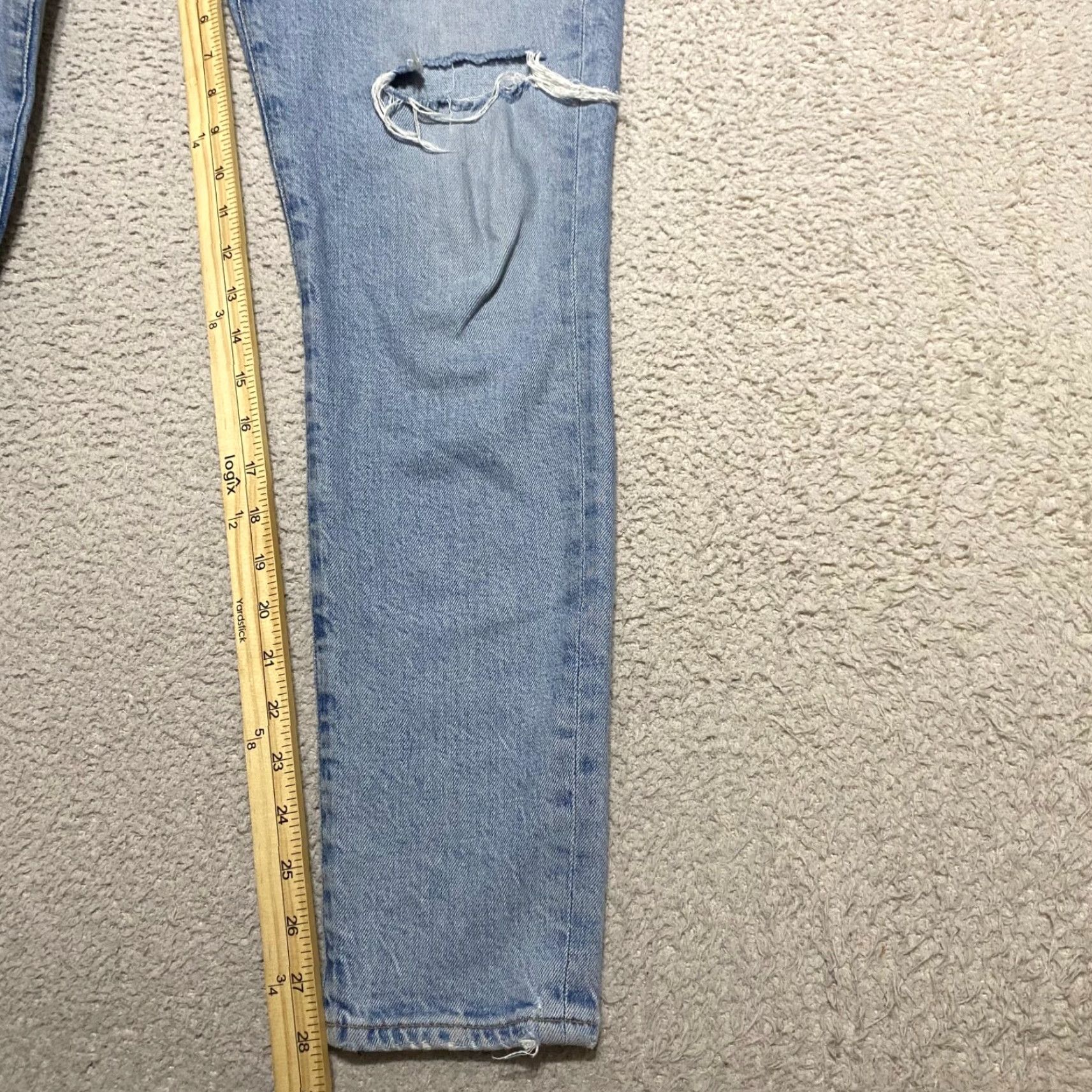 Agolde AGOLDE Womens Jeans 29 Blue Denim Sophie High Rise Skinny Medium Wash Distress Size 29" - 3 Thumbnail