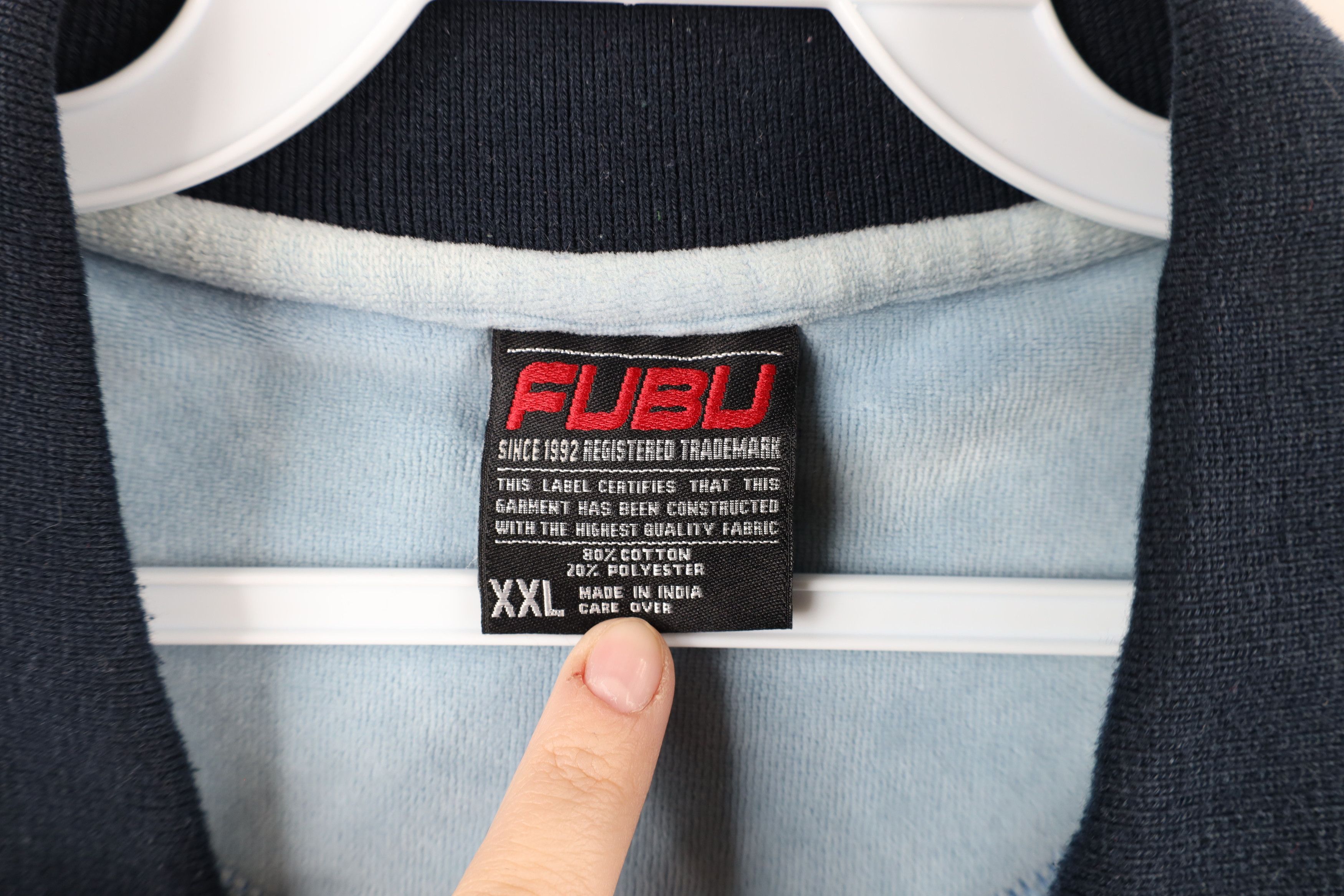 Fubu × Vintage Vintage 90s FUBU Out Script Velour Long Sleeve Polo Shirt Size US XXL / EU 58 / 5 - 6 Thumbnail