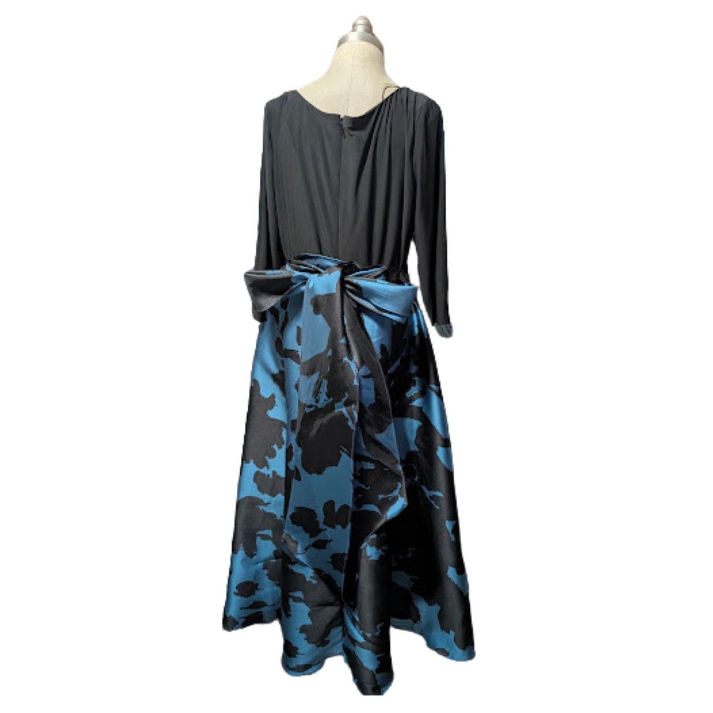 Unknown London R&M Richards Black Blue Midi A-Line Dress Women’s 14 USED Size XL / US 12-14 / IT 48-50 - 2 Thumbnail