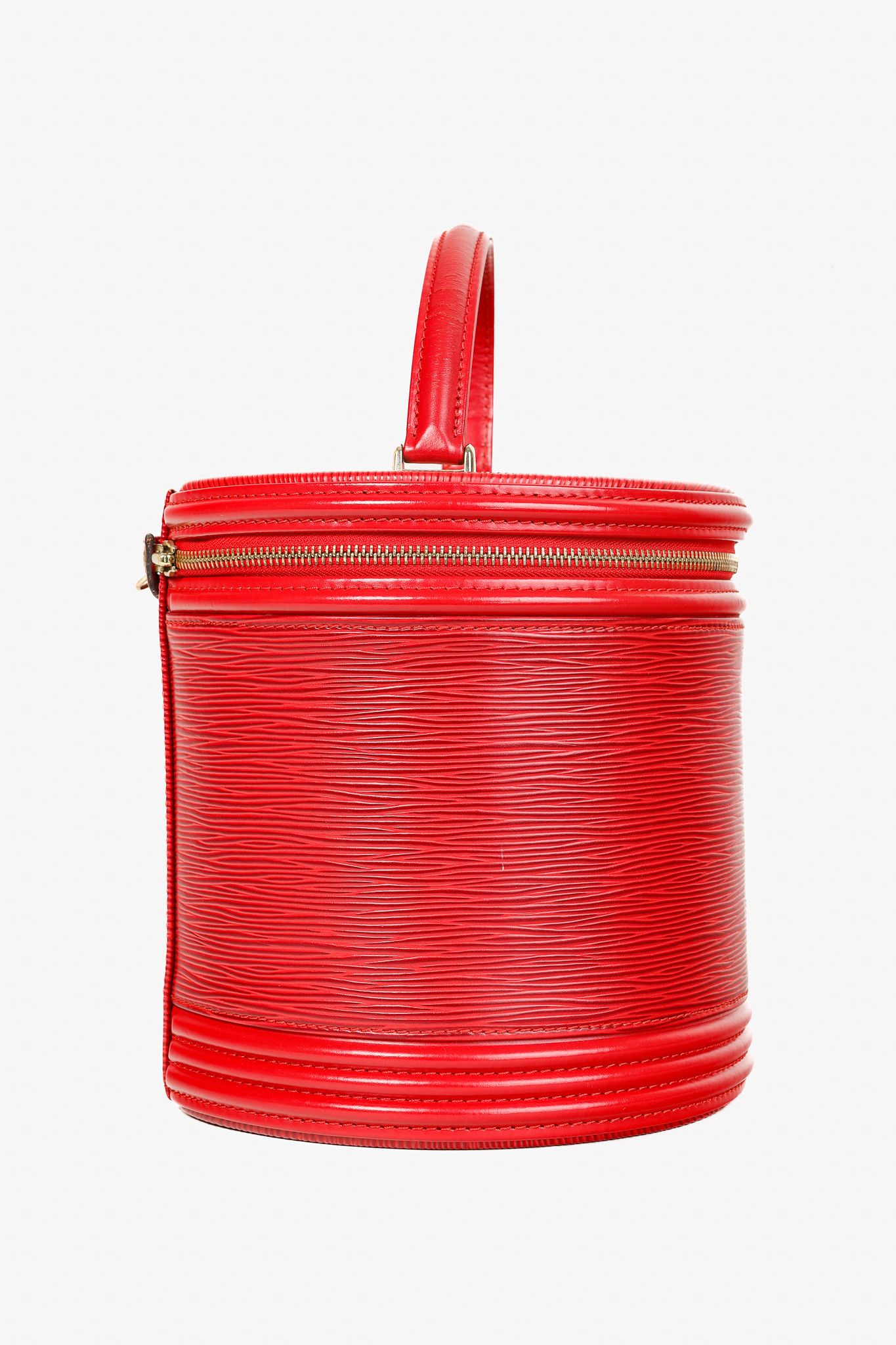 Louis Vuitton Louis Vuitton Epi Cannes Castillan Red Leather Round Handbag Size ONE SIZE - 3 Thumbnail