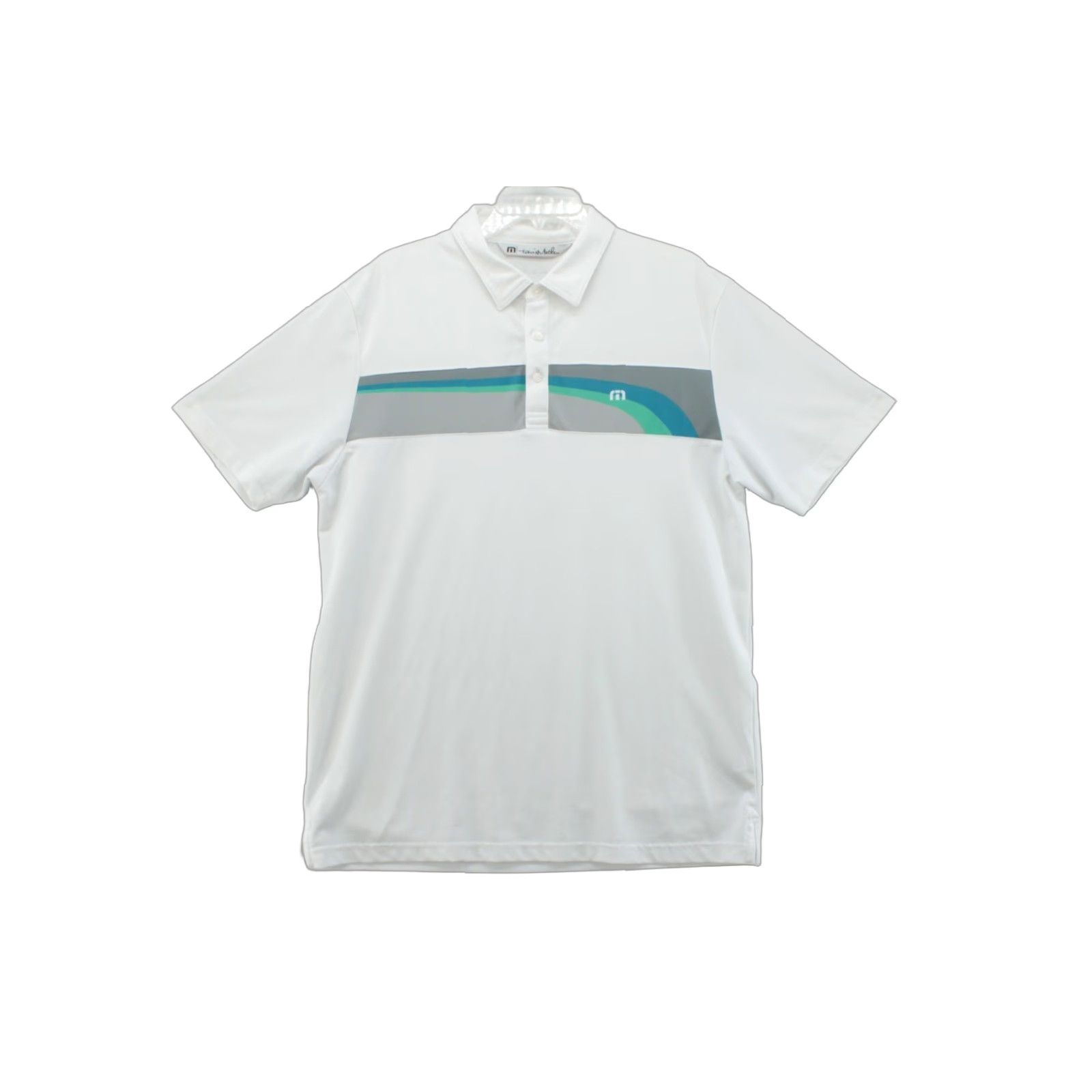 TravisMathew Travis Mathew Polo Shirt Men’s Large White Striped Golf Casual Short Sleeve Size US L / EU 52-54 / 3 - 1 Thumbnail
